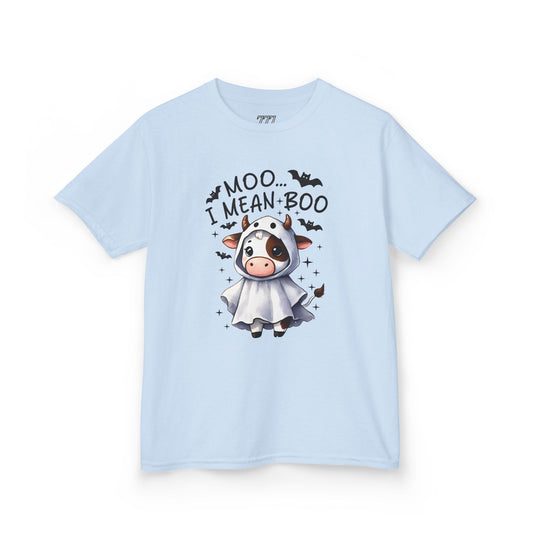 MOO...I Mean-BOO Kids Heavy Cotton T-Shirt