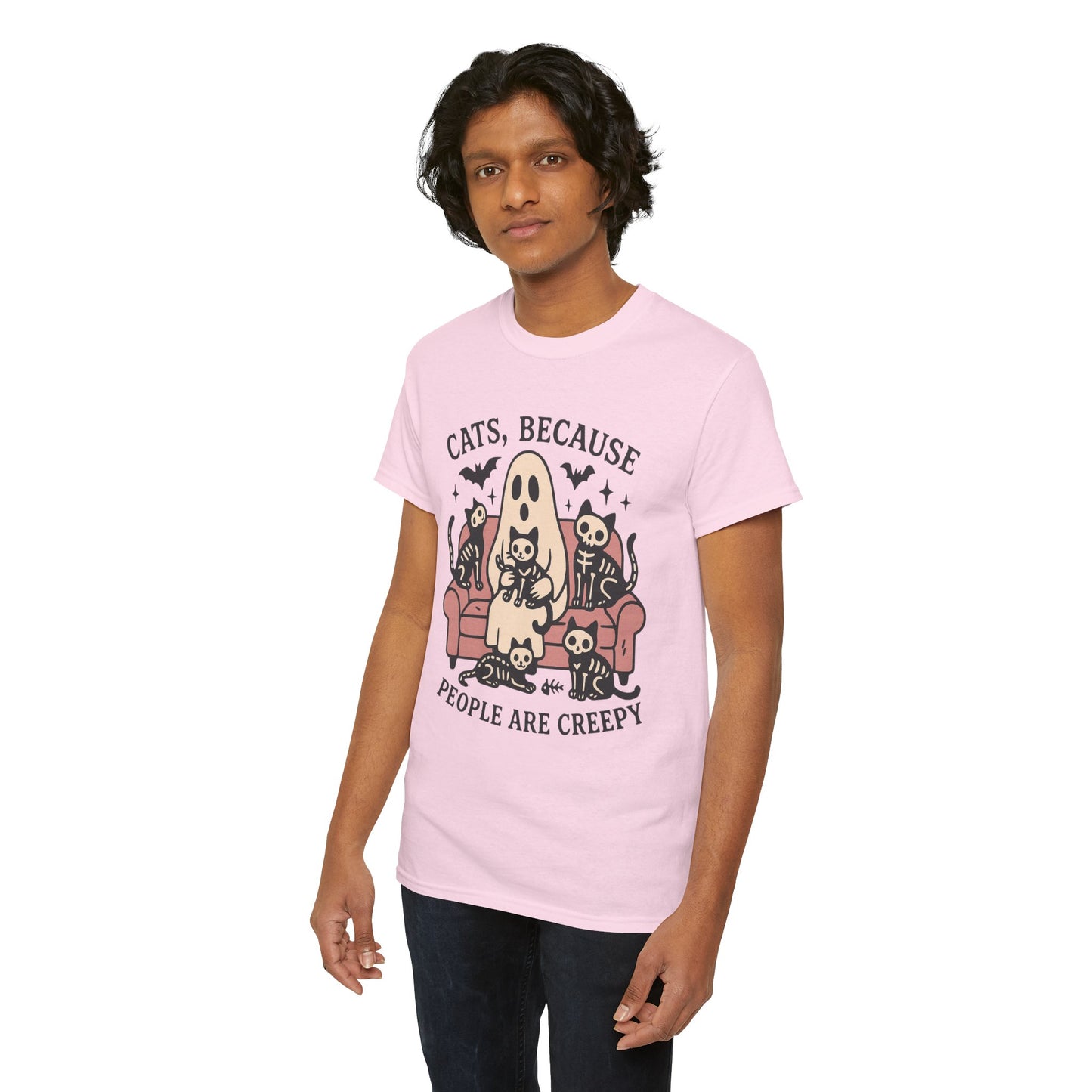 Cats Because People Are Creepy Unisex Heavy Cotton T-Shirt