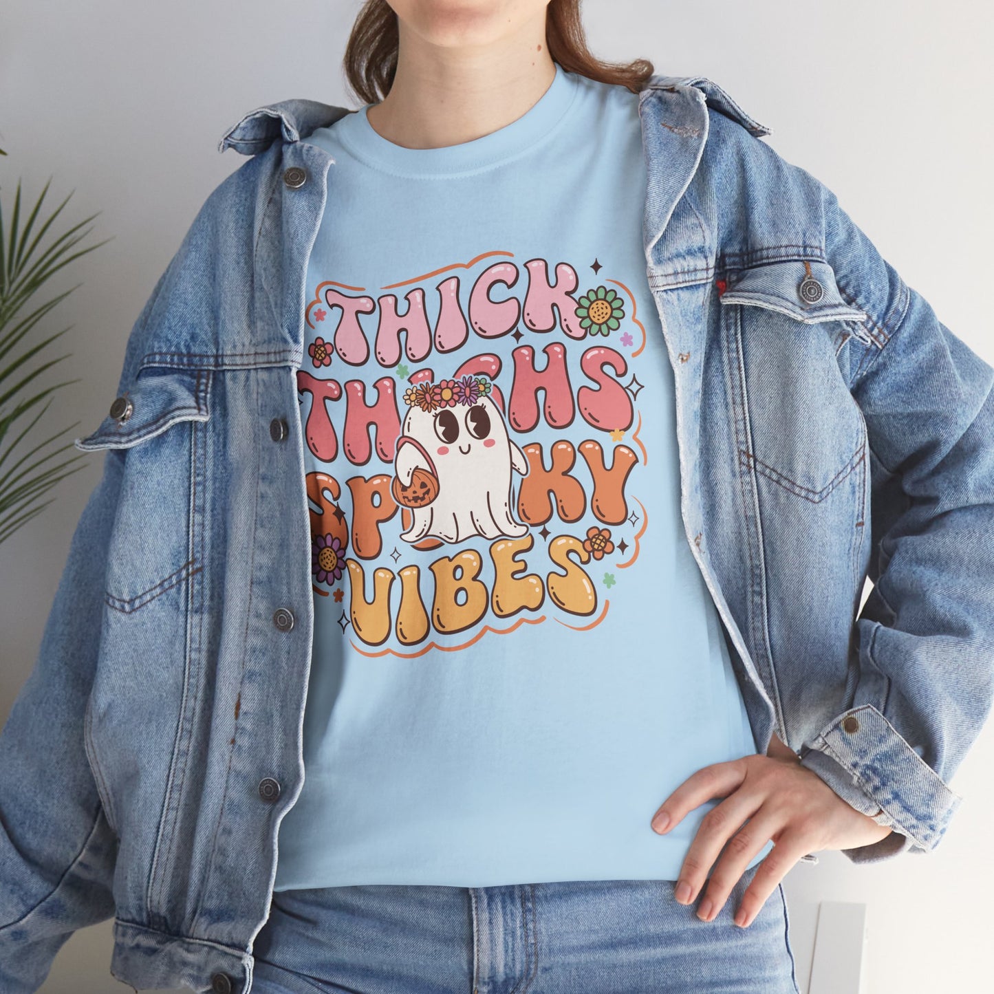 Thick Thighs Spooky Vibes II Women's Heavy Cotton T-Shirt
