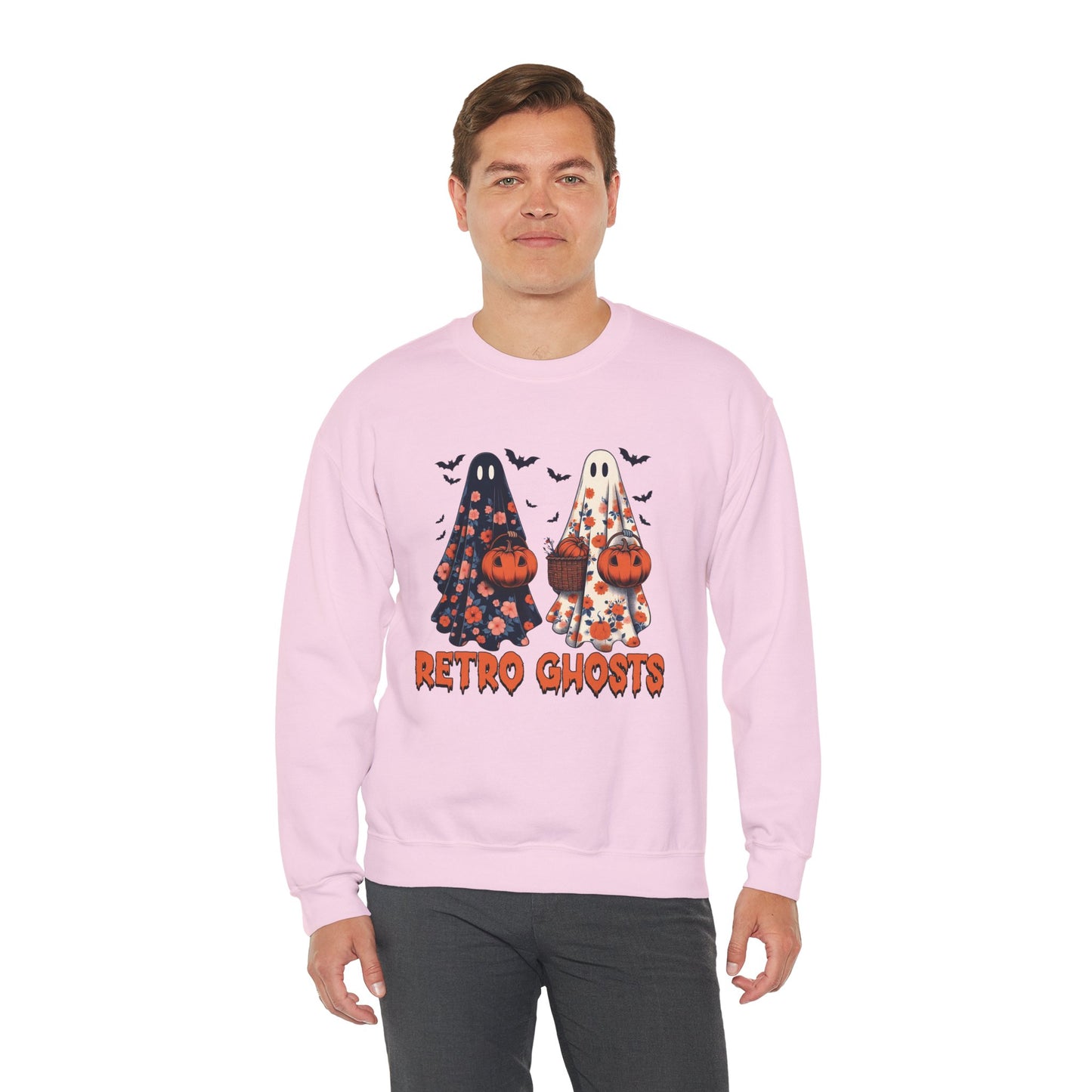 Retro Ghosts Unisex Heavy Blend Crewneck Sweatshirt