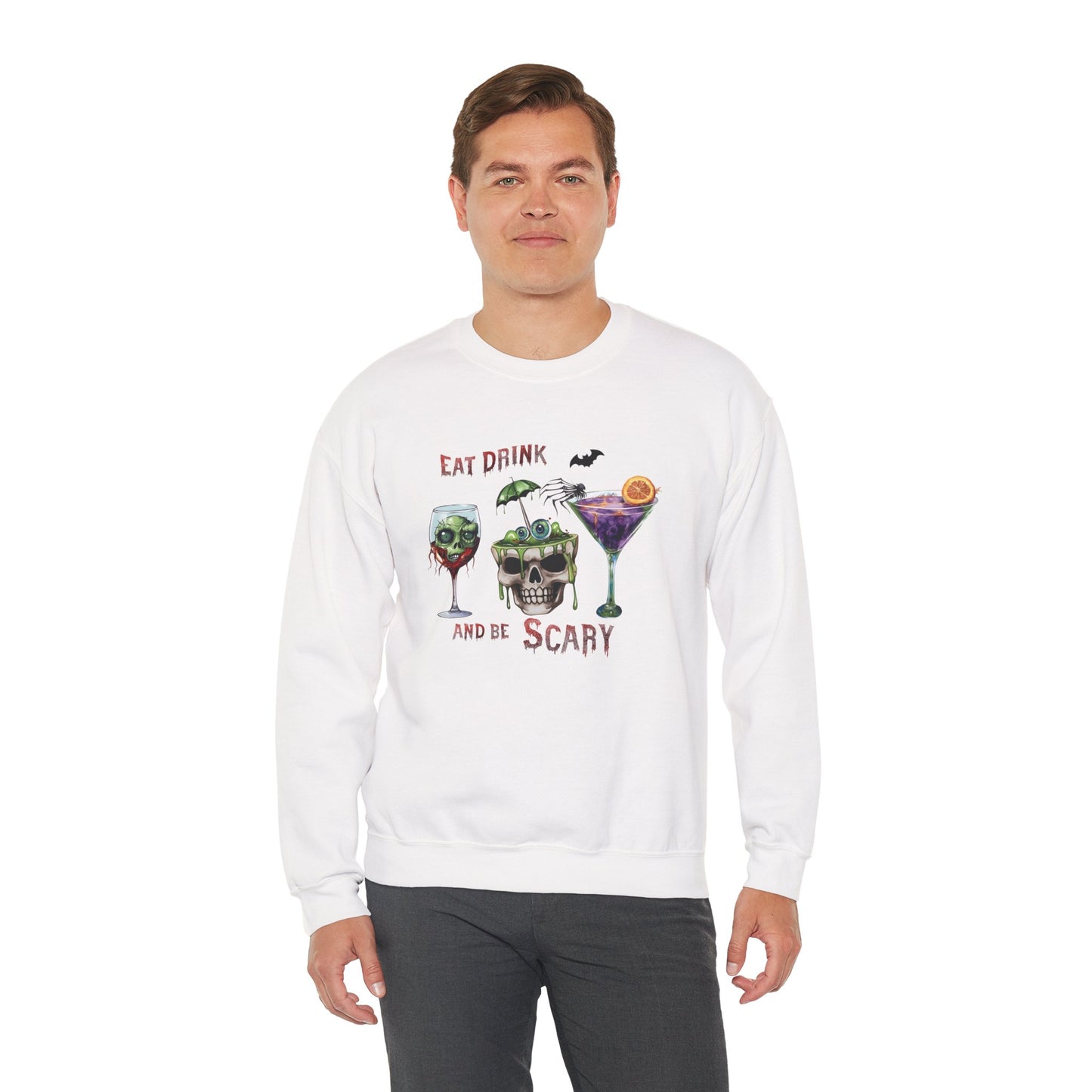 Eat, Drink And Be Scary Unisex Heavy Blend Crewneck Sweatshirt
