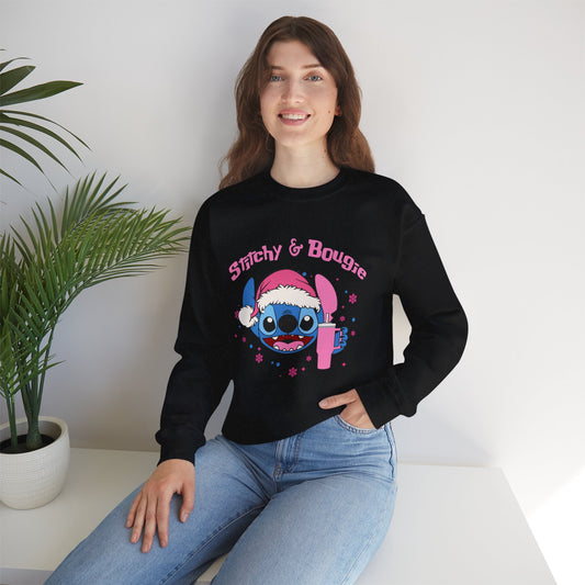 Stitchy & Bougie Christmas Sweatshirt – Cute Holiday Alien Women’s Heavy Blend Crewneck