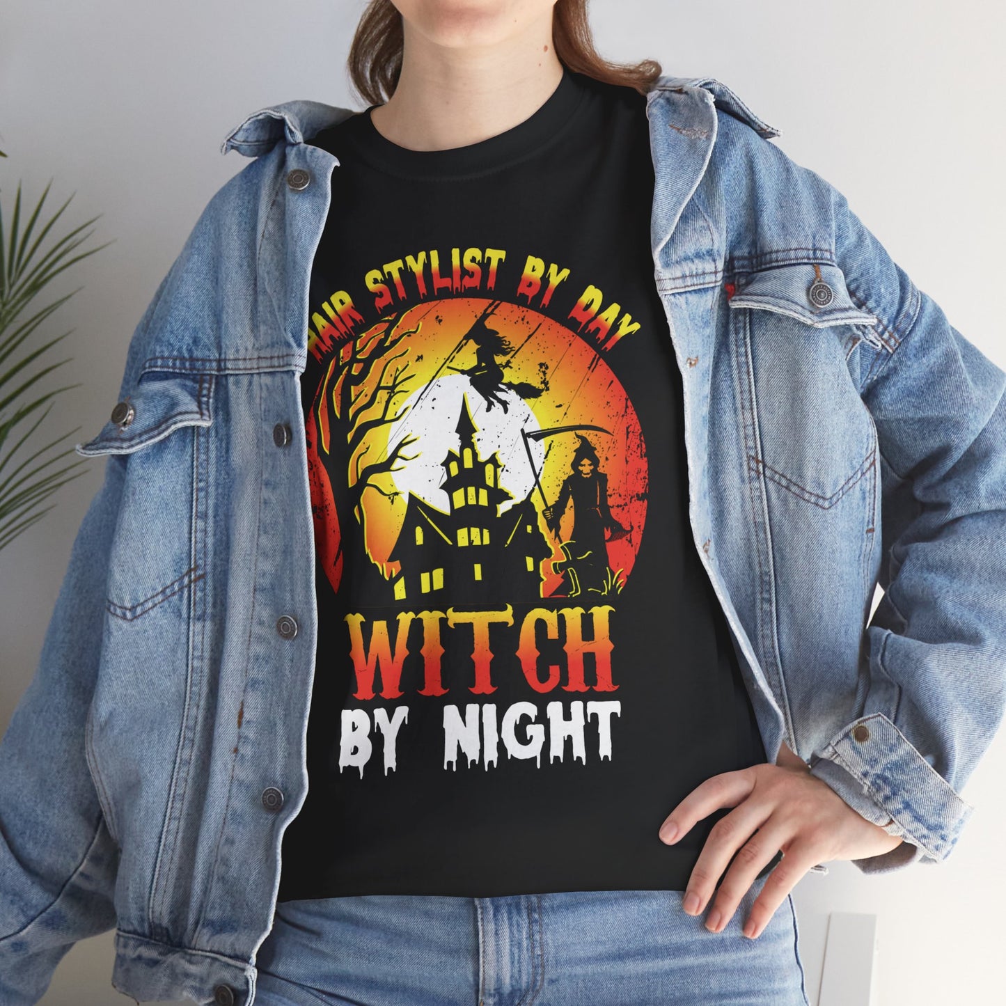 Hair Stylist By Day Witch By Night Women's Heavy Cotton T-Shirt