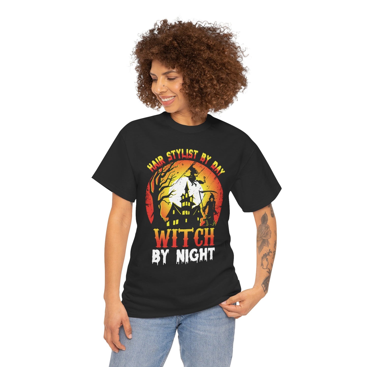 Hair Stylist By Day Witch By Night Women's Heavy Cotton T-Shirt