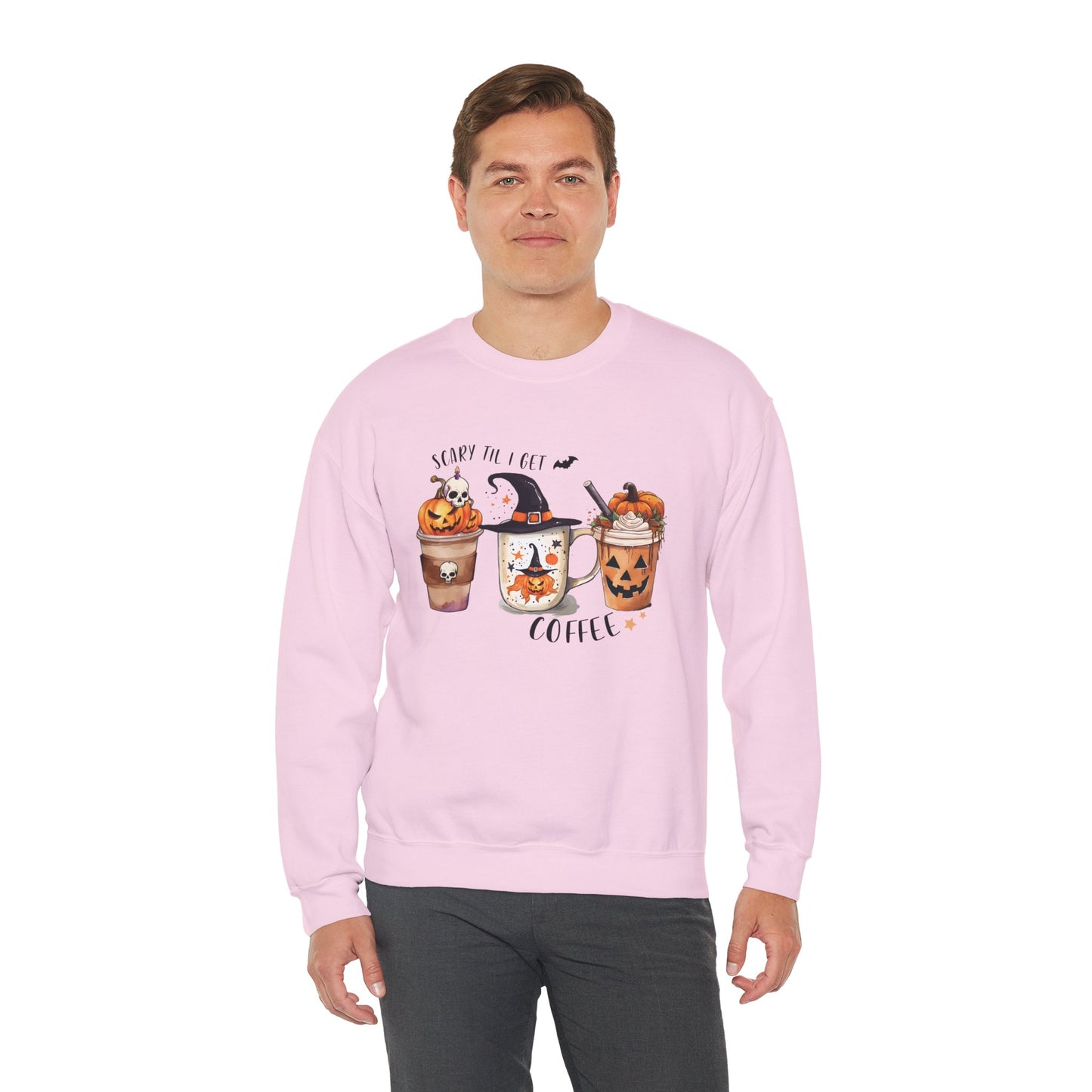 Scary Till I Get My Coffee II Unisex Heavy Blend Crewneck Sweatshirt