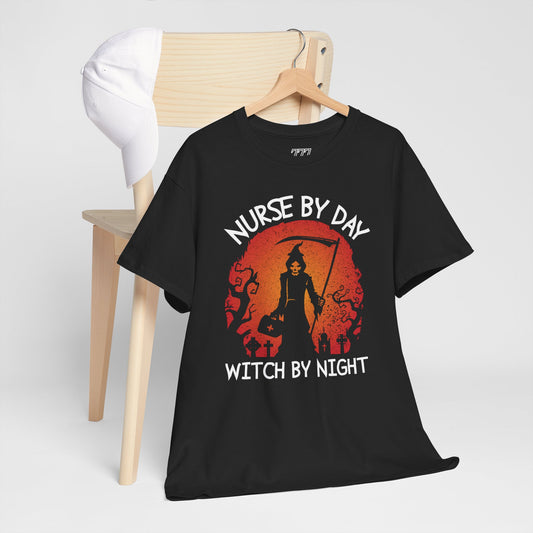 Nurse By Day Witch By Night Women's Heavy Cotton T-Shirt