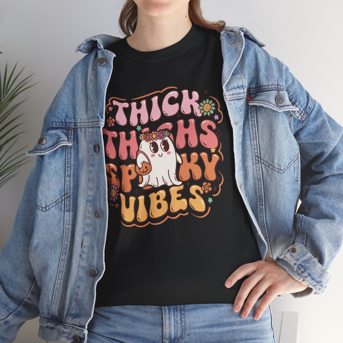 Thick Thighs Spooky Vibes II Women's Heavy Cotton T-Shirt