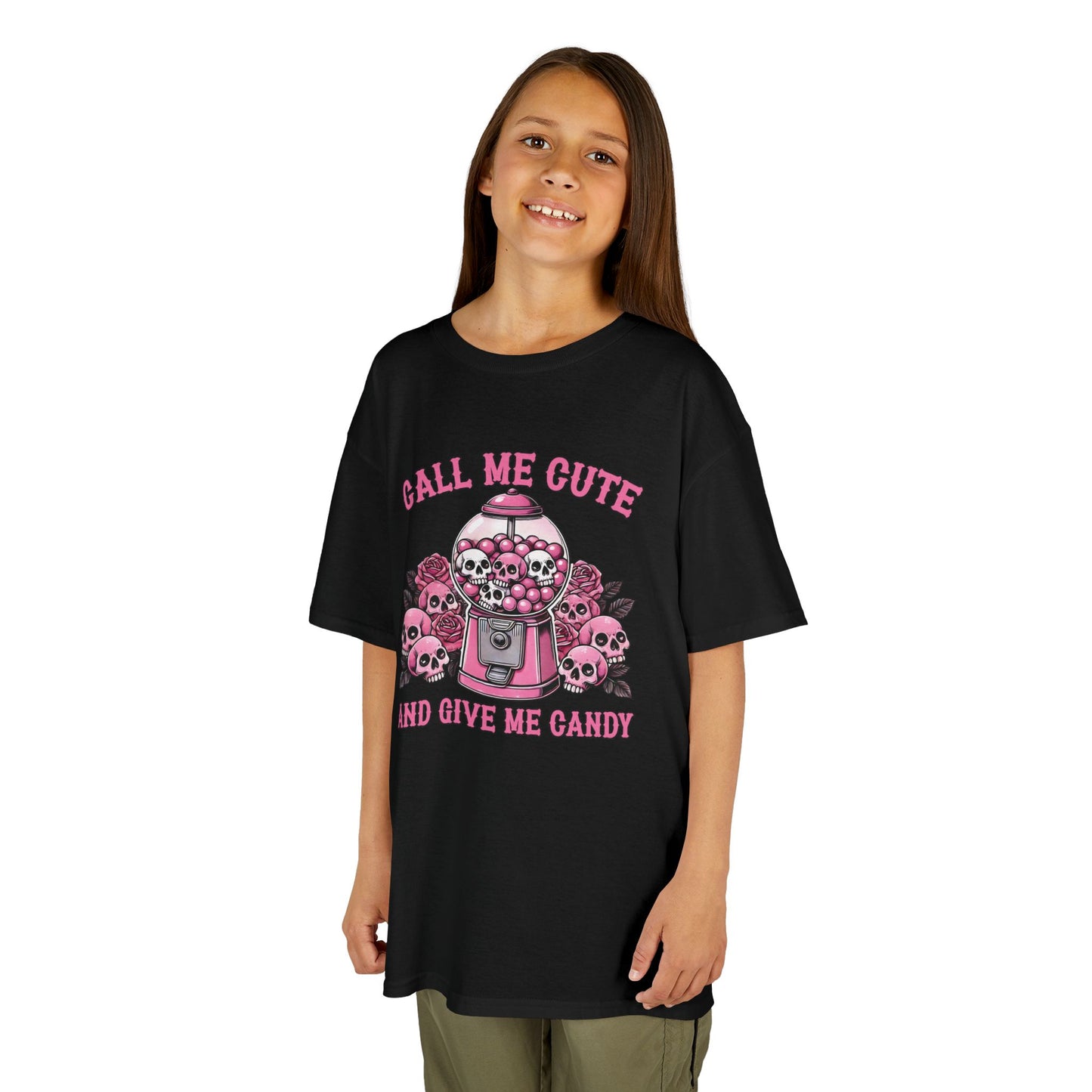 Call Me Cute And Give Me Candy Kids Heavy Cotton T-Shirt