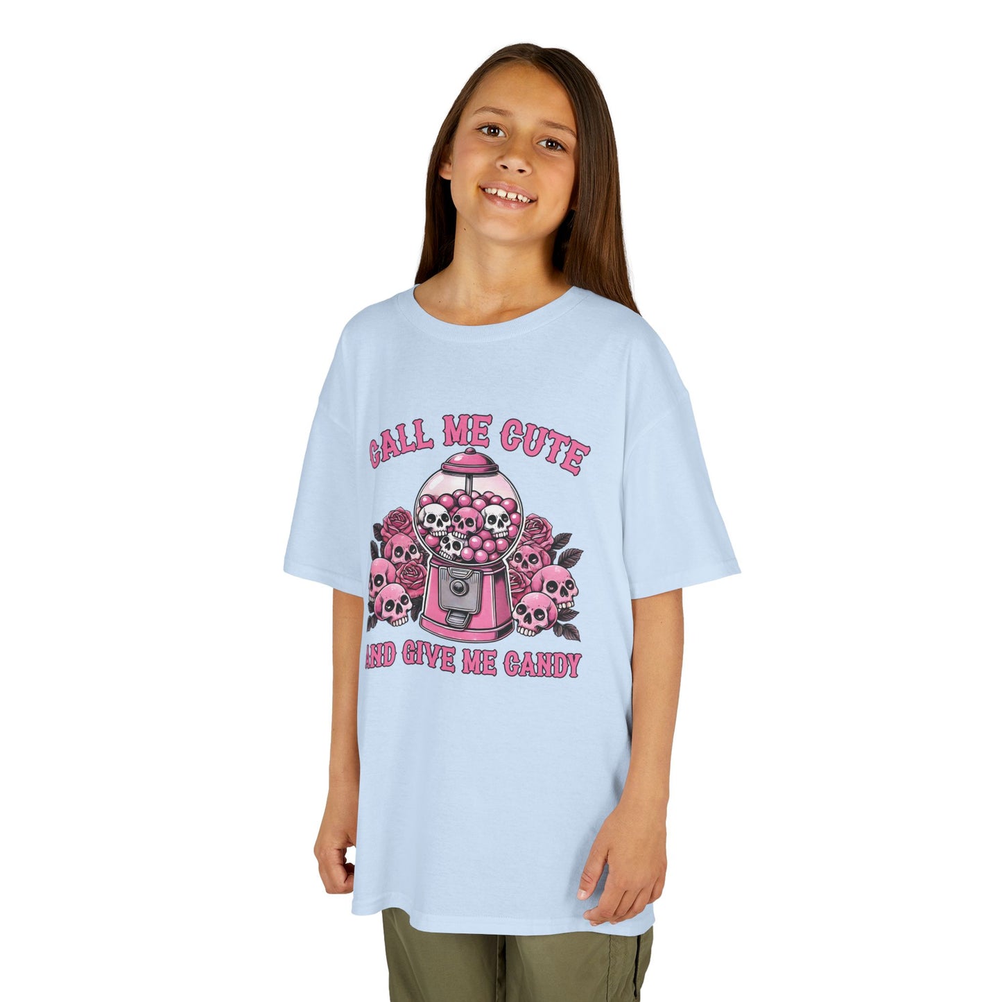 Call Me Cute And Give Me Candy Kids Heavy Cotton T-Shirt