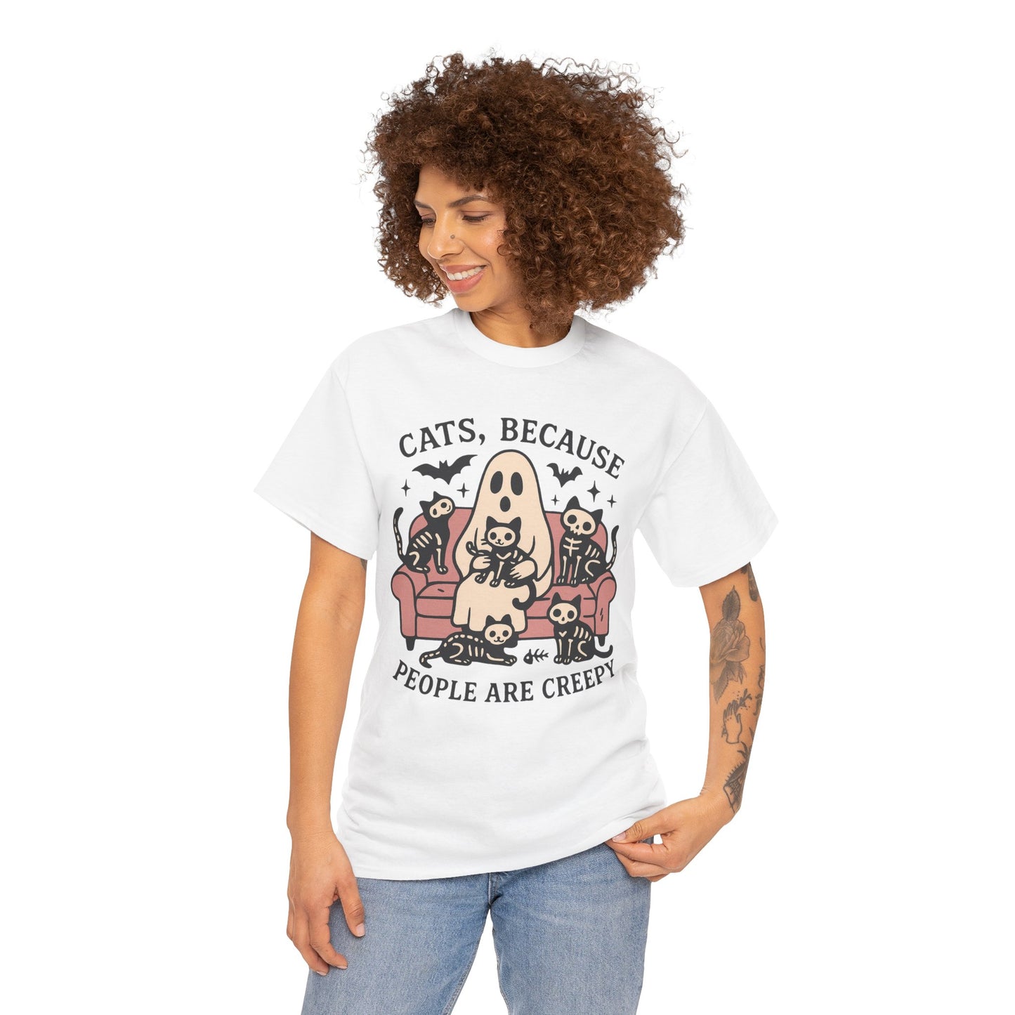 Cats Because People Are Creepy Unisex Heavy Cotton T-Shirt