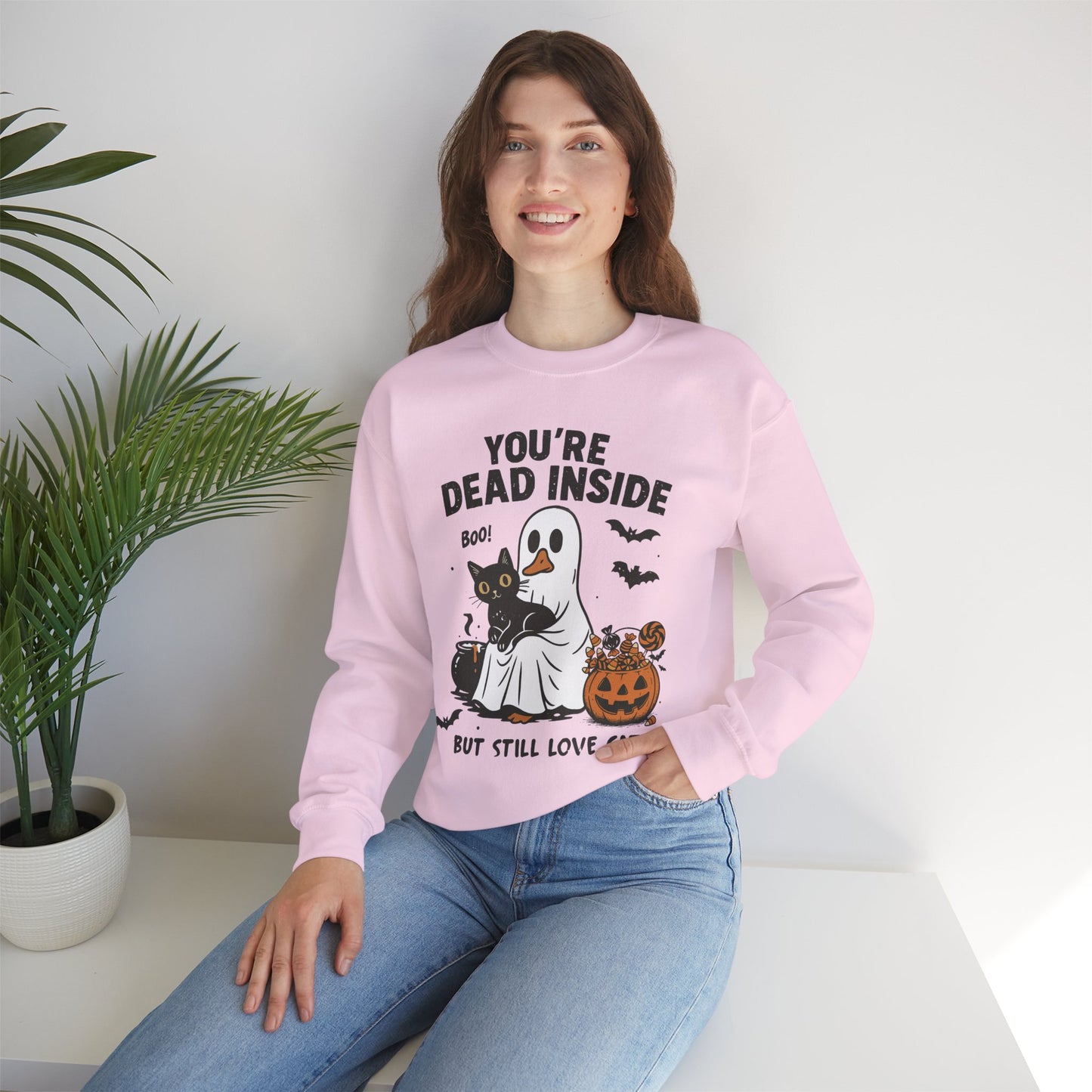 You’re Dead Inside But Still Love Cats Unisex Heavy Blend Crewneck Sweatshirt