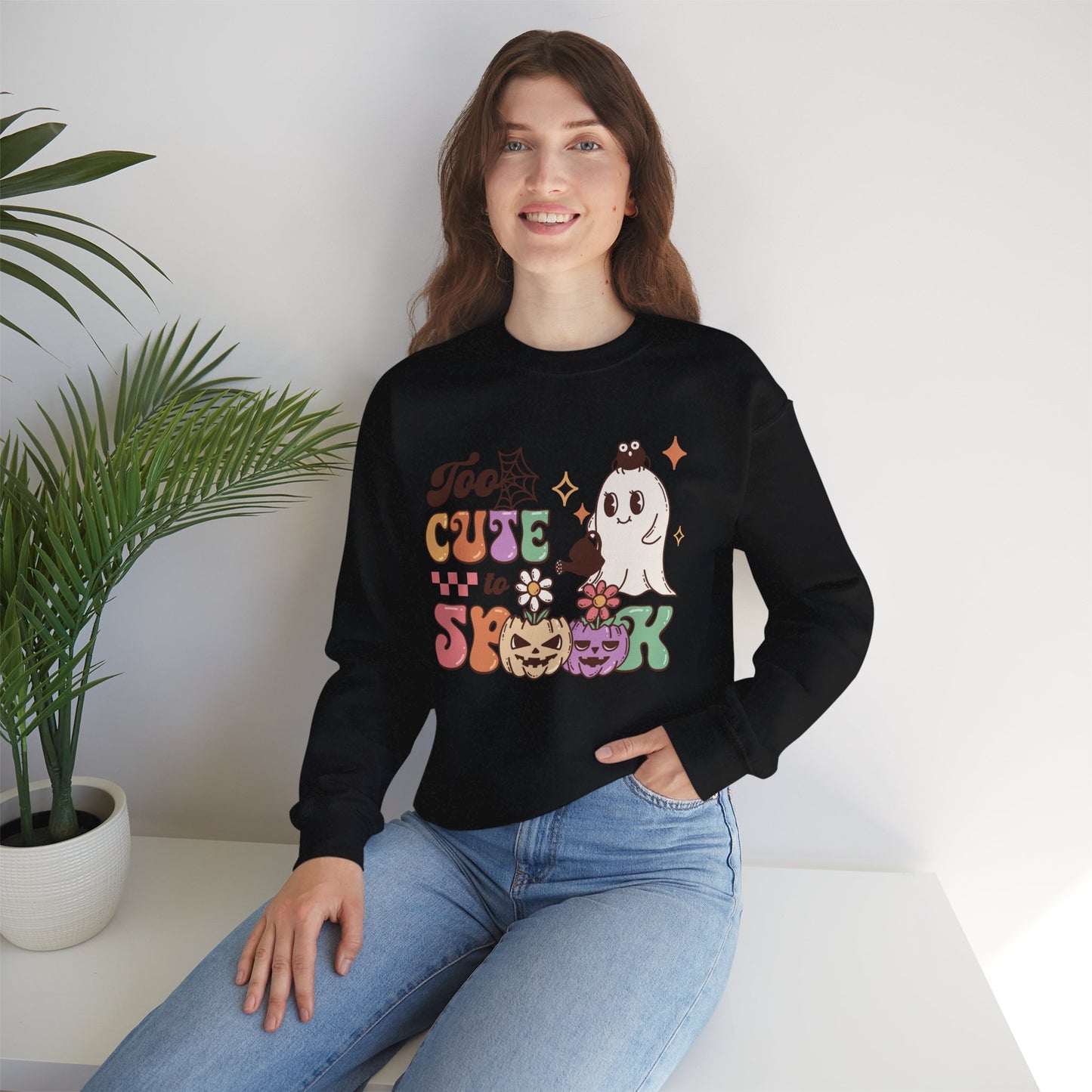 Too Cute To Spook Women's Heavy Blend Crewneck Sweatshirt