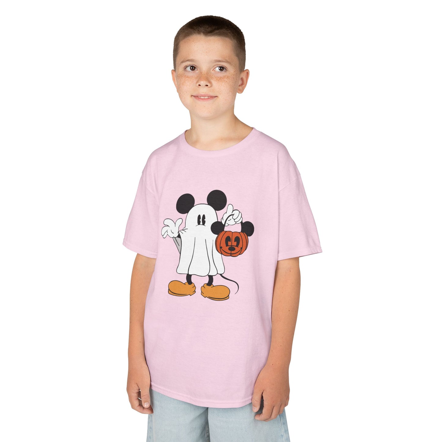 Mickey Ghost Kids Heavy Cotton T-Shirt