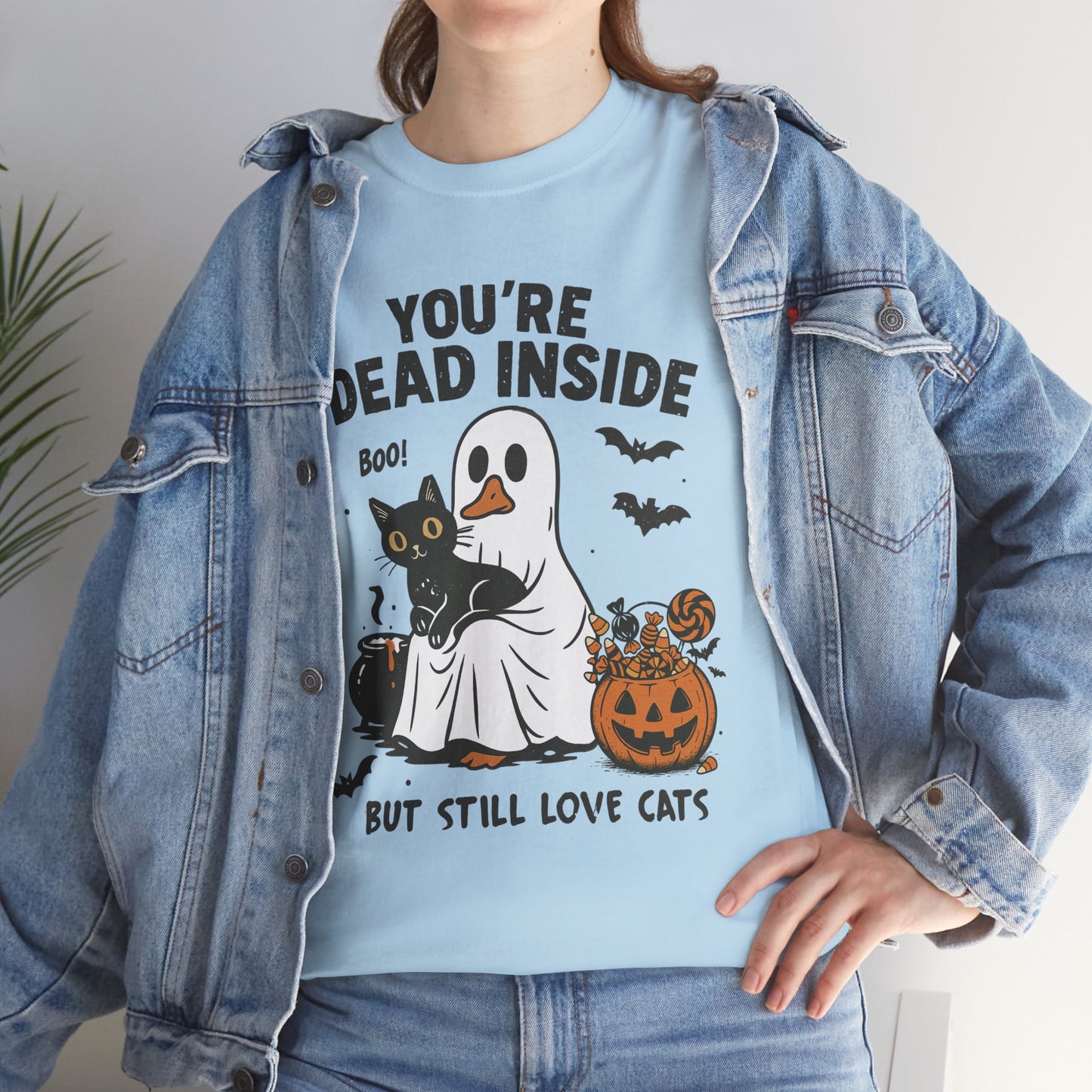 You're Dead Inside But Still Love Cats Unisex Heavy Cotton T-Shirt