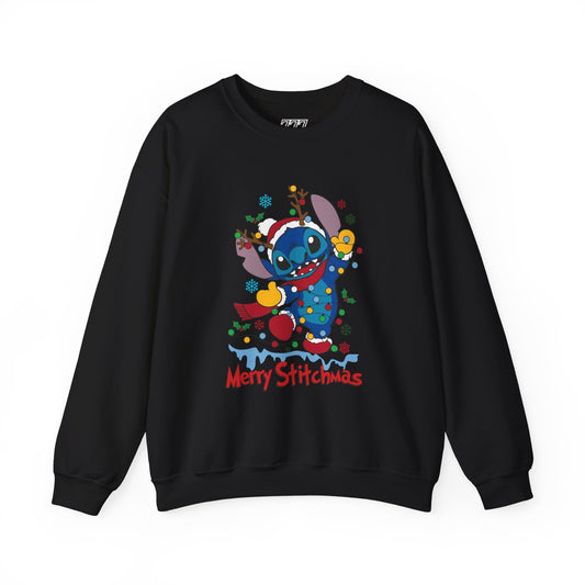 Merry Stitchmas Sweatshirt – Cute Holiday Alien Unisex Heavy Blend Crewneck