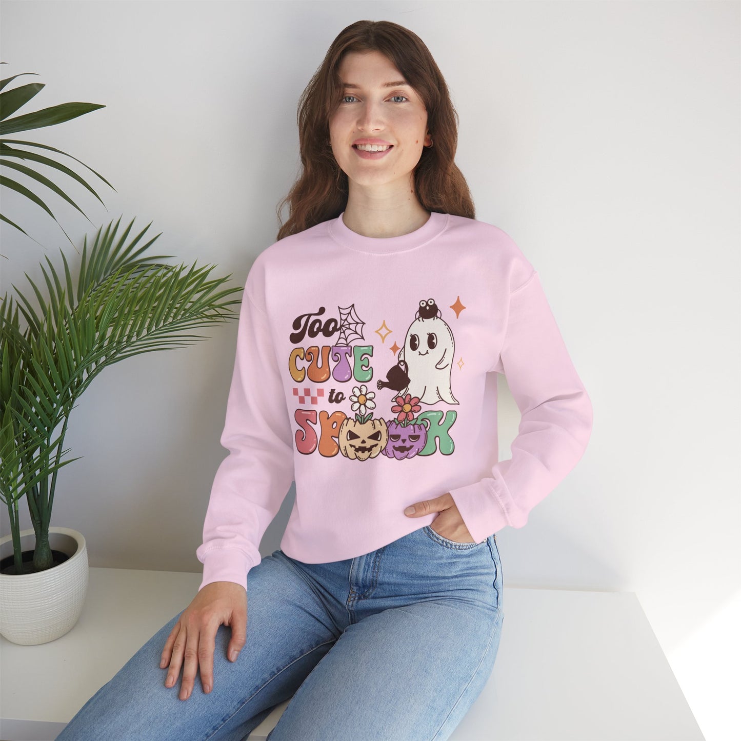 Too Cute To Spook Women's Heavy Blend Crewneck Sweatshirt