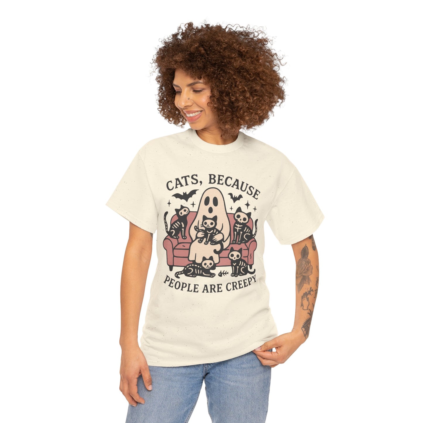 Cats Because People Are Creepy Unisex Heavy Cotton T-Shirt