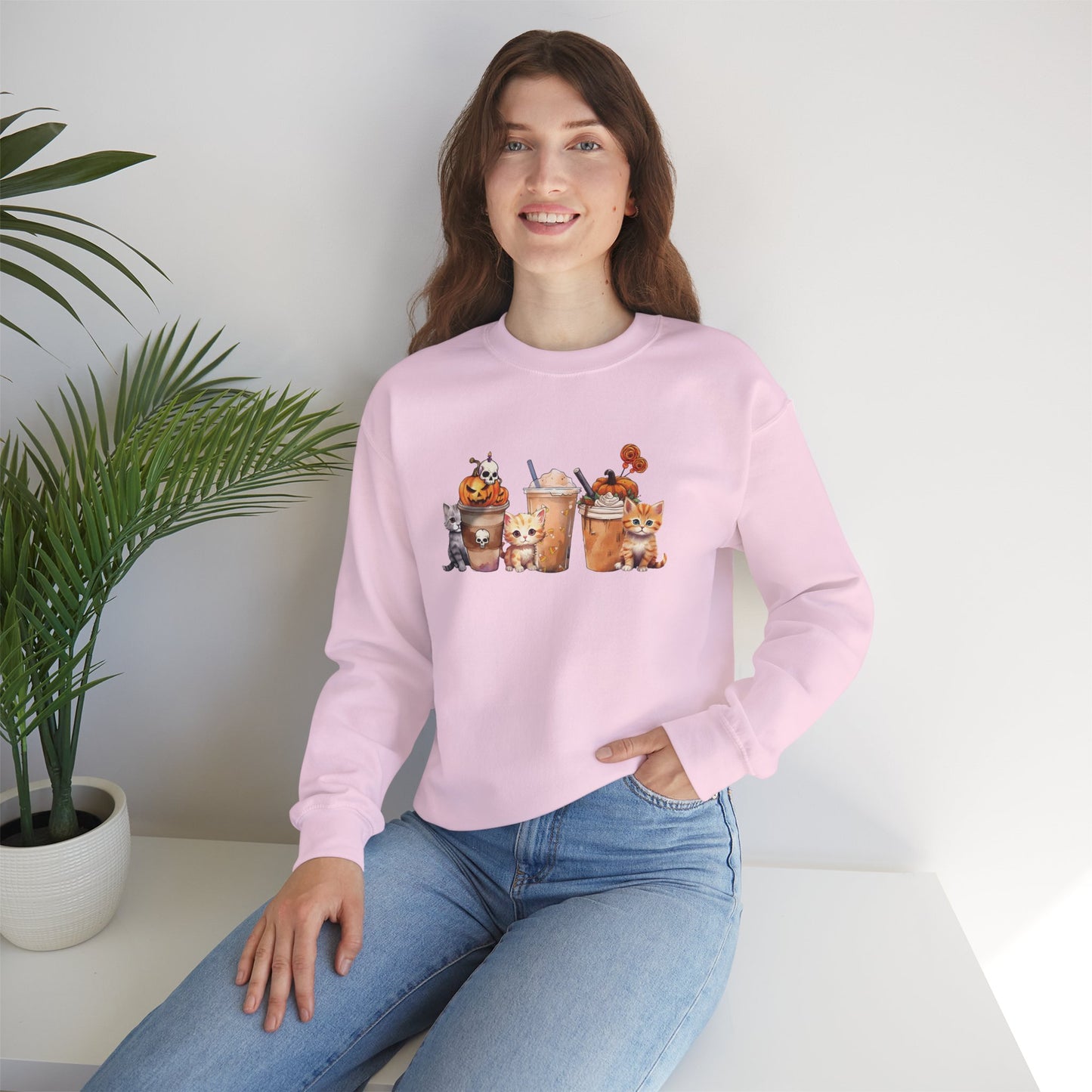 Coffee & Cats Unisex Heavy Blend Crewneck Sweatshirt