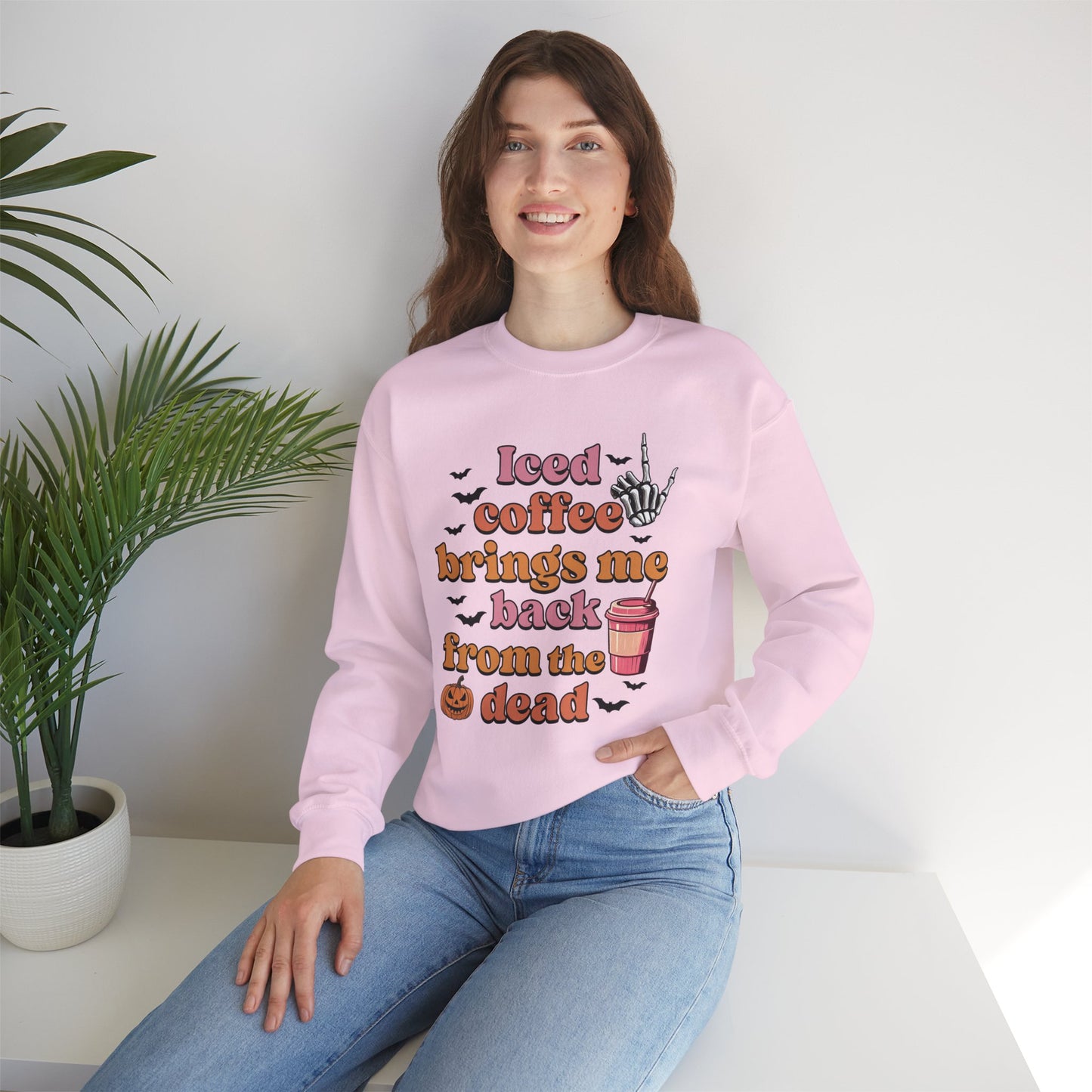 Iced Coffee Brings Me Back From The Dead Women's Heavy Blend Crewneck Sweatshirt