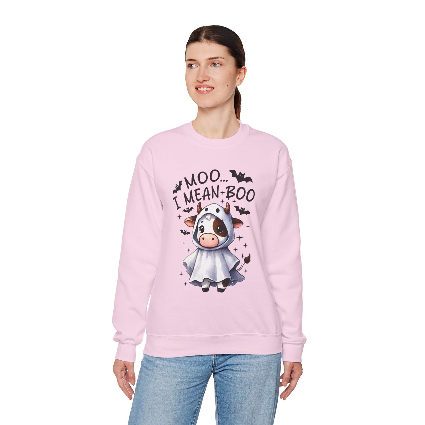 MOO...I Mean-BOO Unisex Heavy Blend Crewneck Sweatshirt