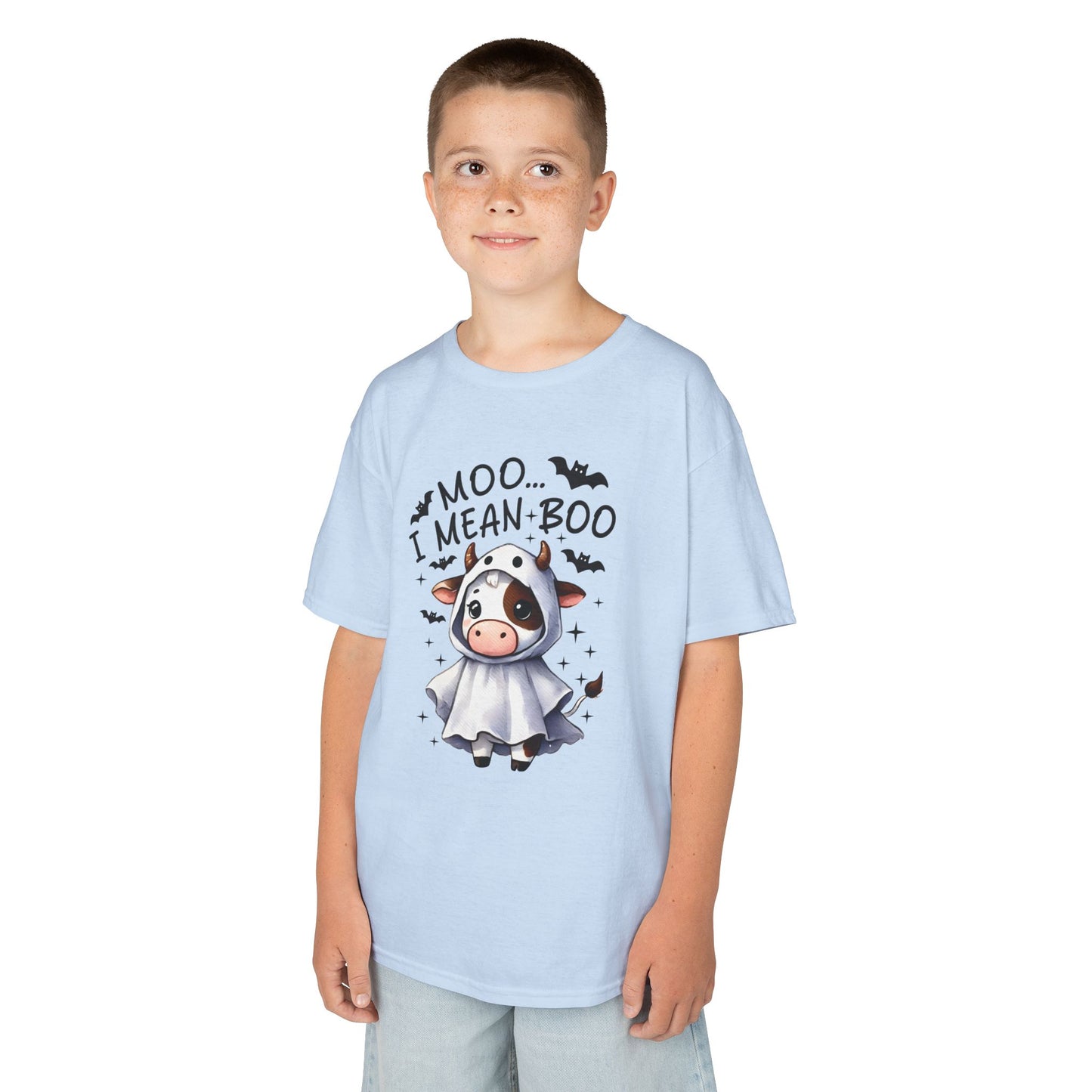 MOO...I Mean-BOO Kids Heavy Cotton T-Shirt