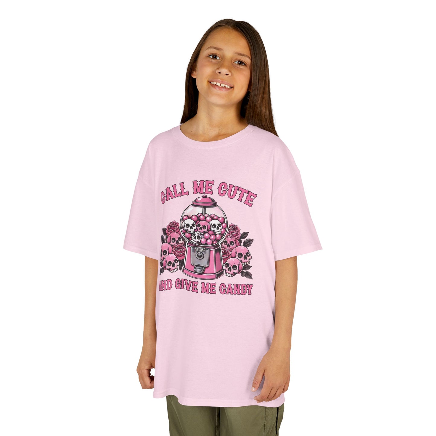 Call Me Cute And Give Me Candy Kids Heavy Cotton T-Shirt
