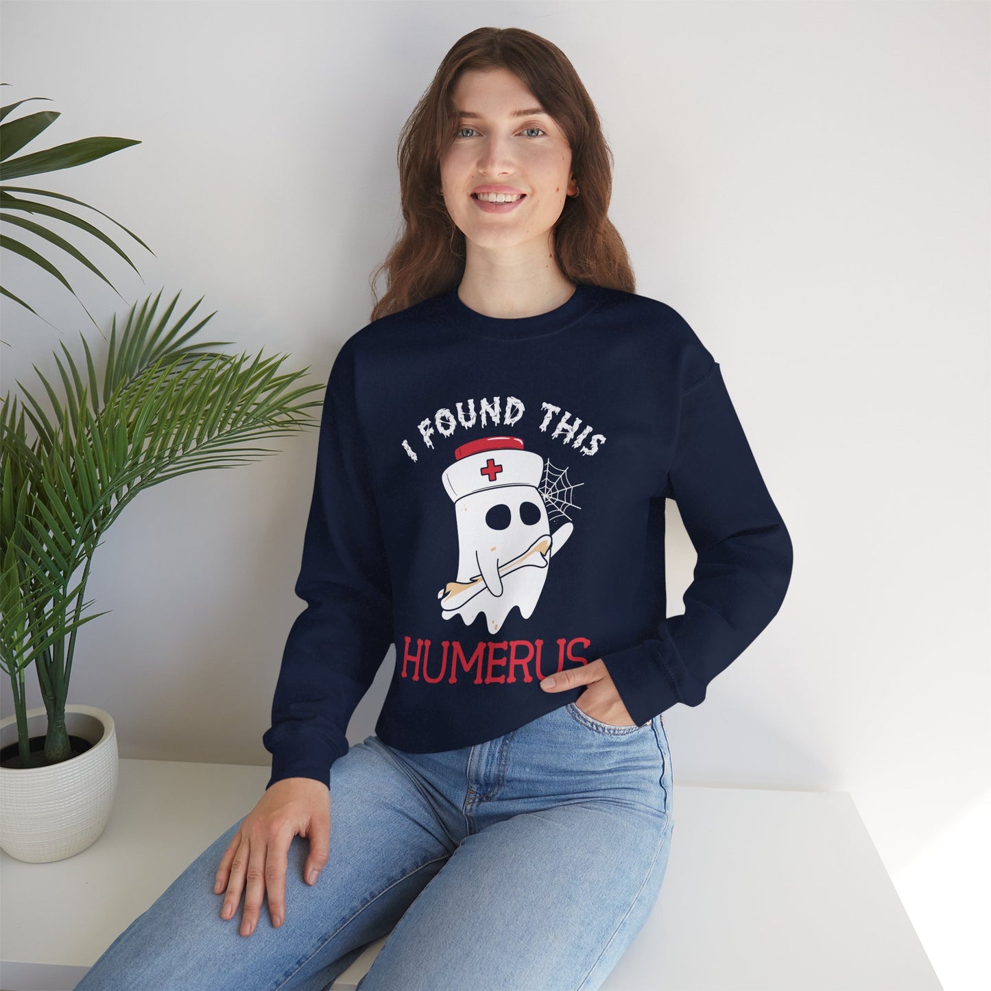I Found This Humerus Unisex Heavy Blend Crewneck Sweatshirt