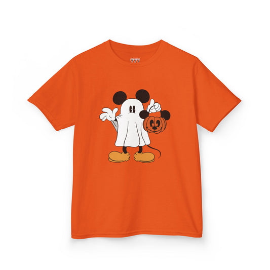 Mickey Ghost Kids Heavy Cotton T-Shirt