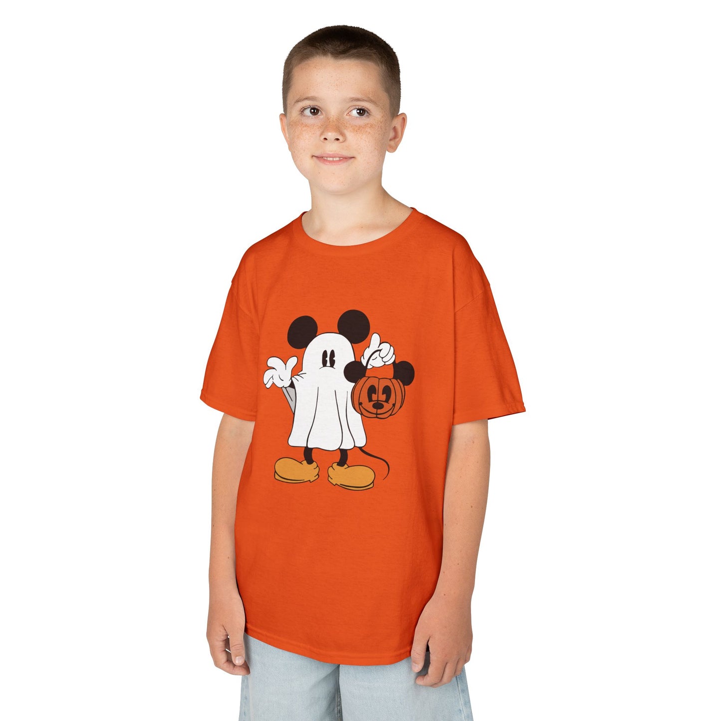 Mickey Ghost Kids Heavy Cotton T-Shirt