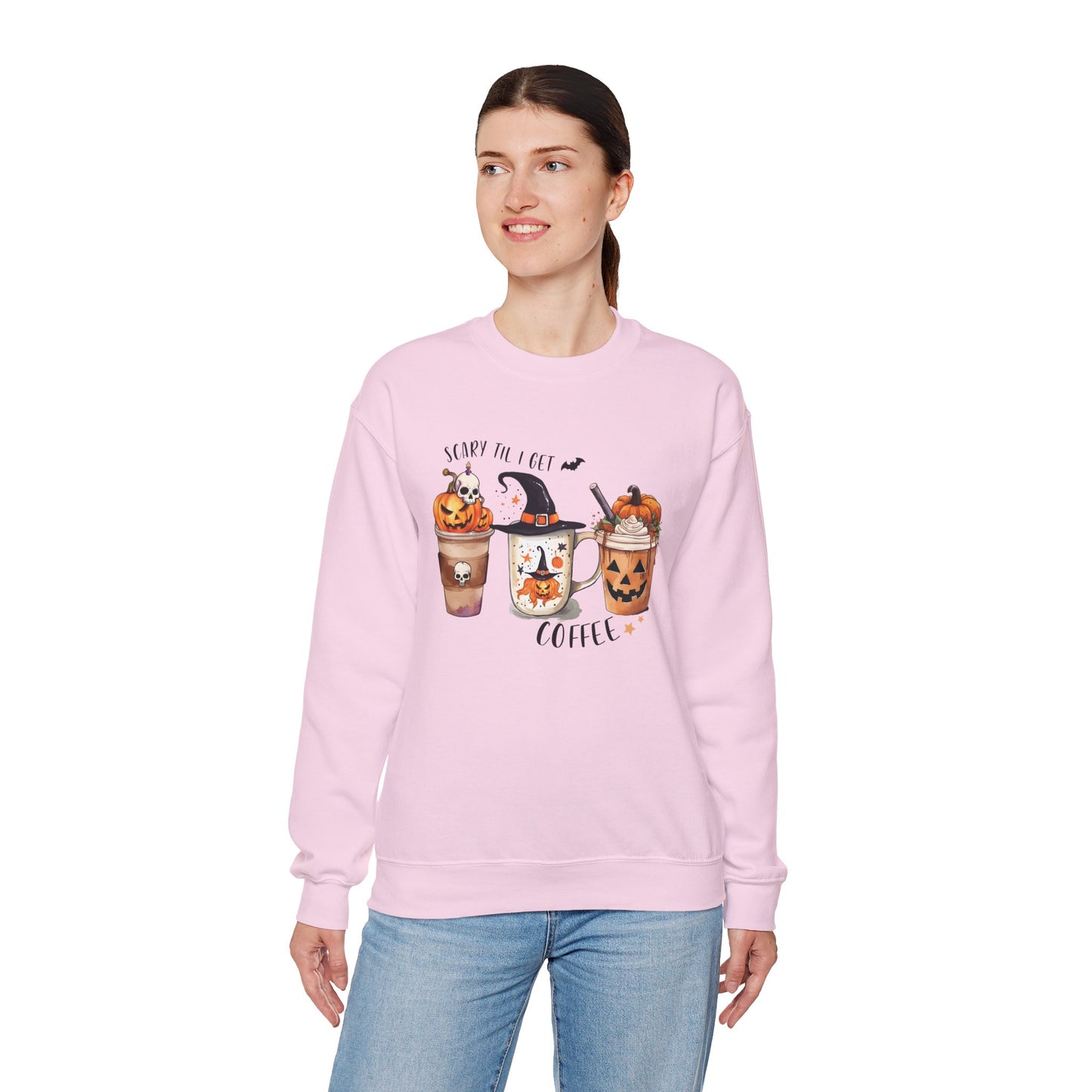 Scary Till I Get My Coffee II Unisex Heavy Blend Crewneck Sweatshirt