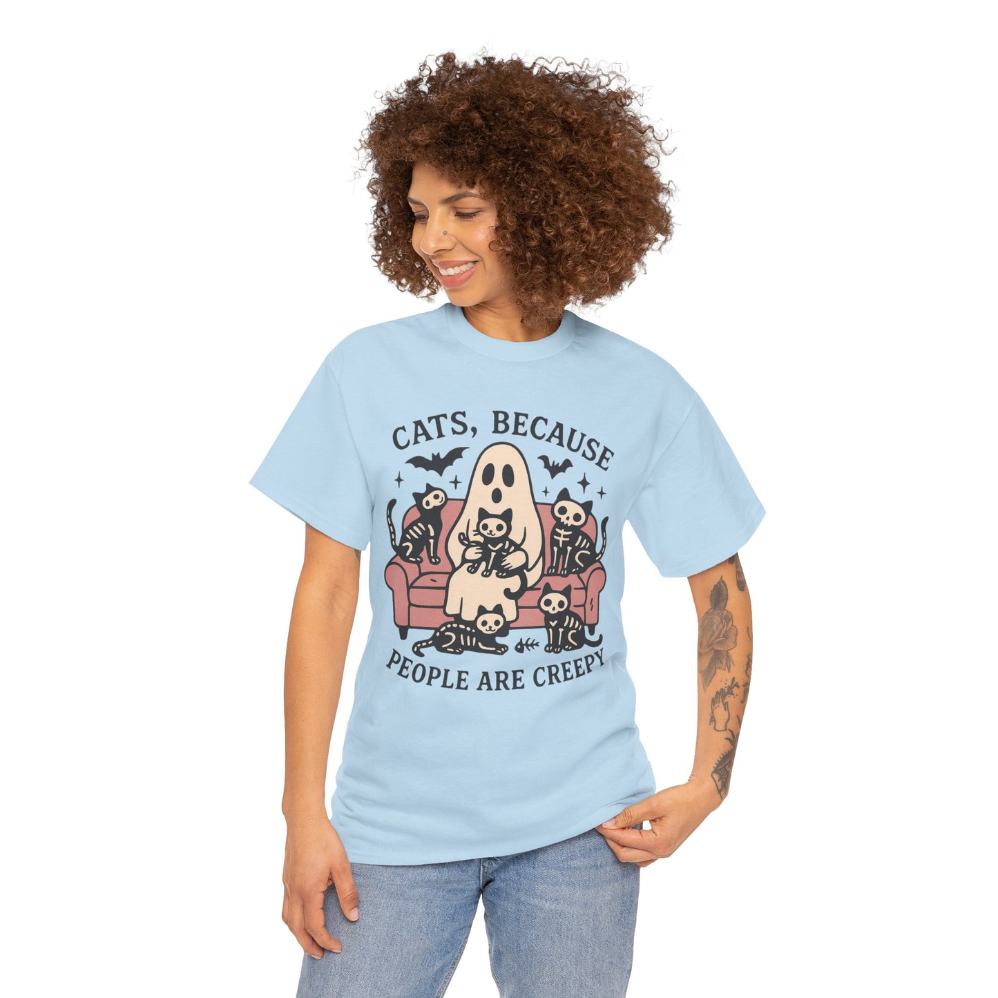 Cats Because People Are Creepy Unisex Heavy Cotton T-Shirt