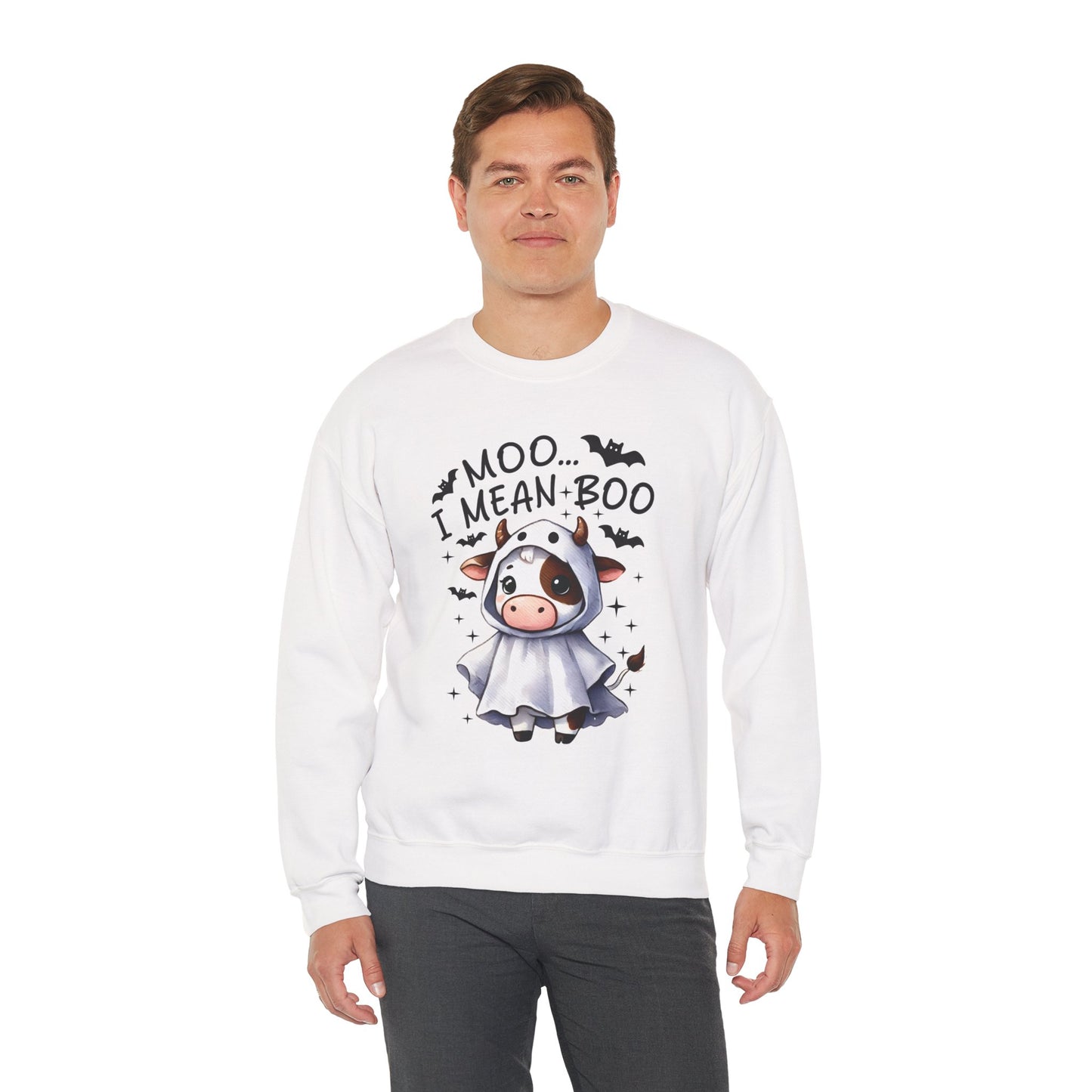 MOO...I Mean-BOO Unisex Heavy Blend Crewneck Sweatshirt