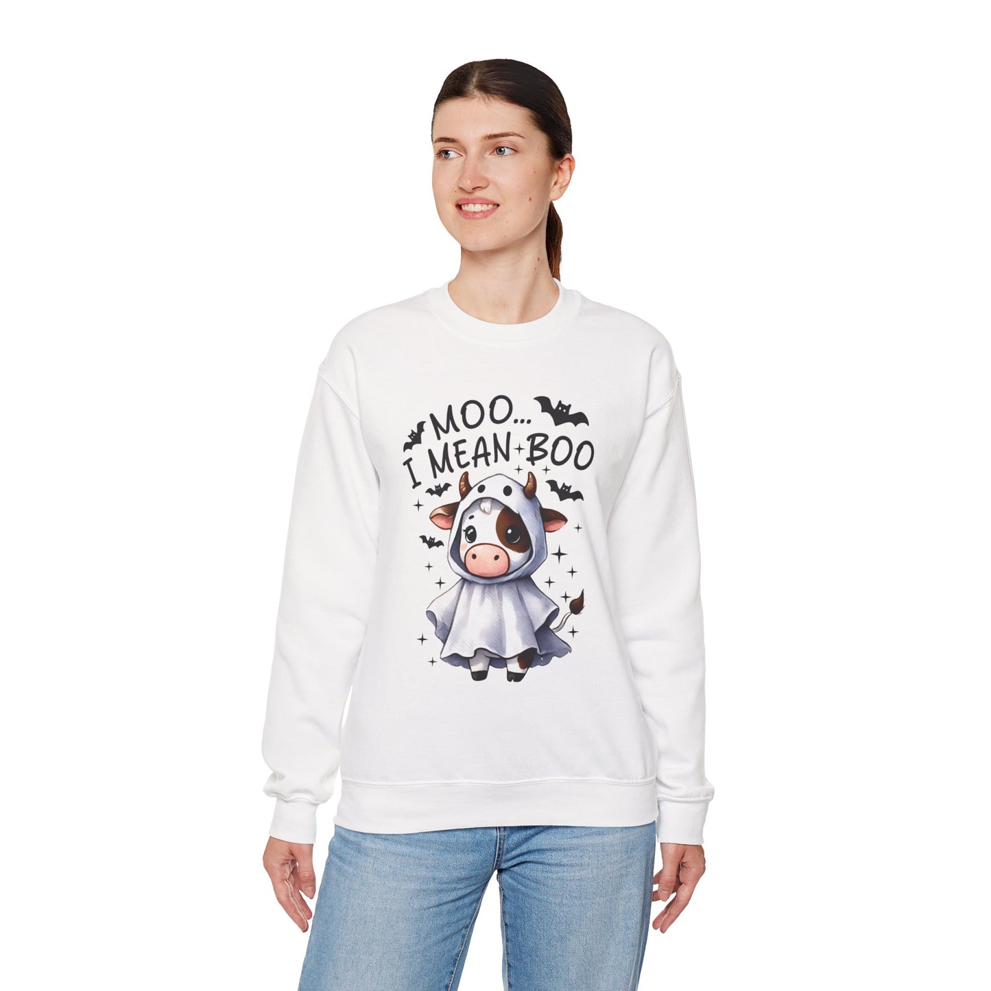 MOO...I Mean-BOO Unisex Heavy Blend Crewneck Sweatshirt