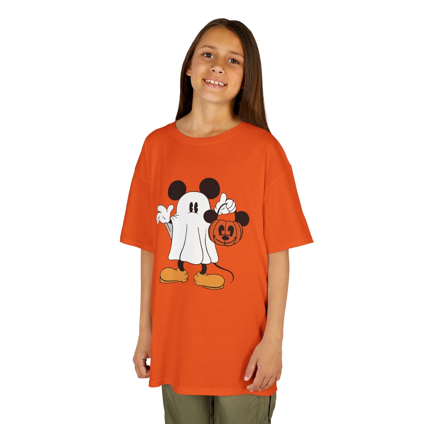 Mickey Ghost Kids Heavy Cotton T-Shirt