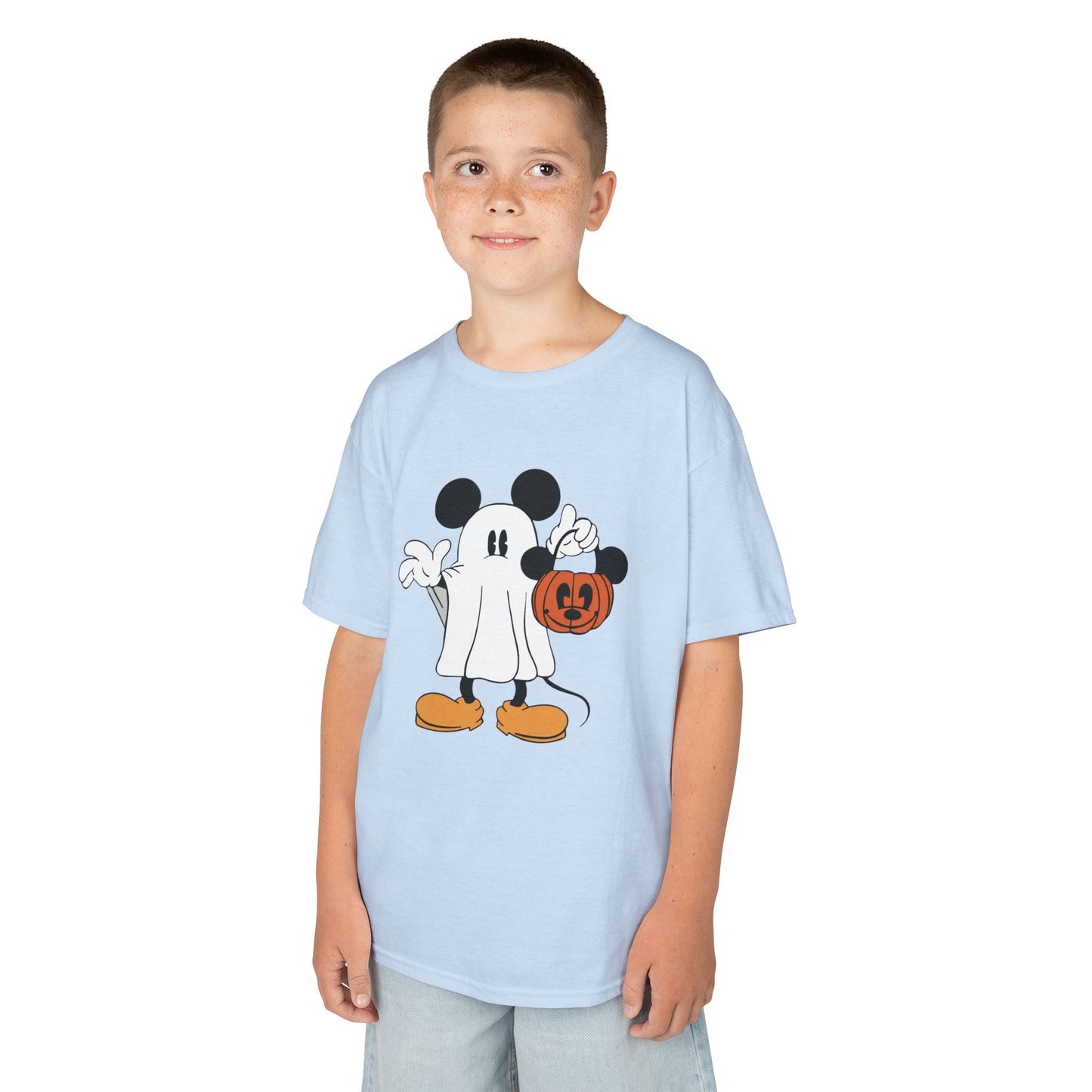 Mickey Ghost Kids Heavy Cotton T-Shirt