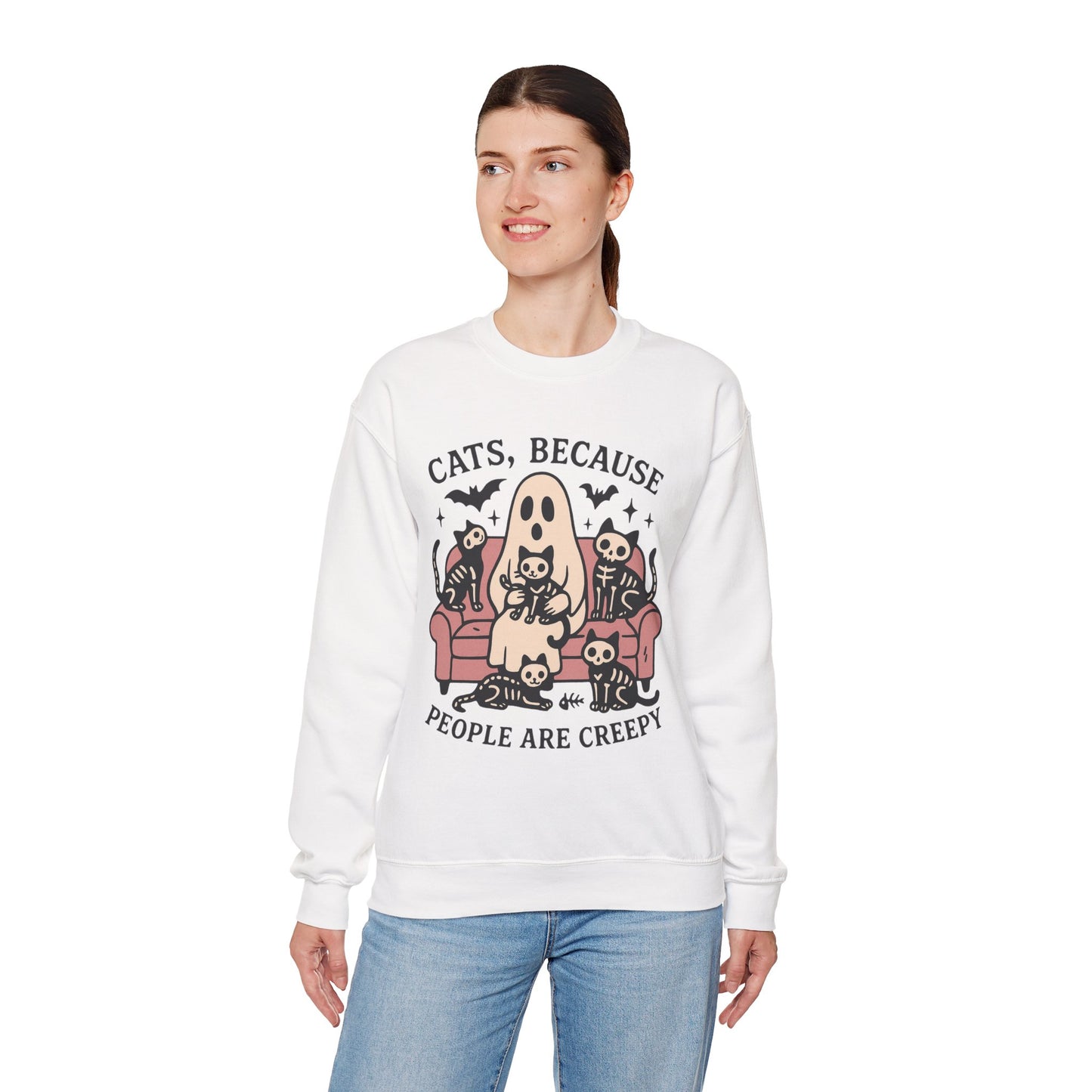 Cats Because People Are Creepy Unisex Heavy Blend Crewneck Sweatshirt