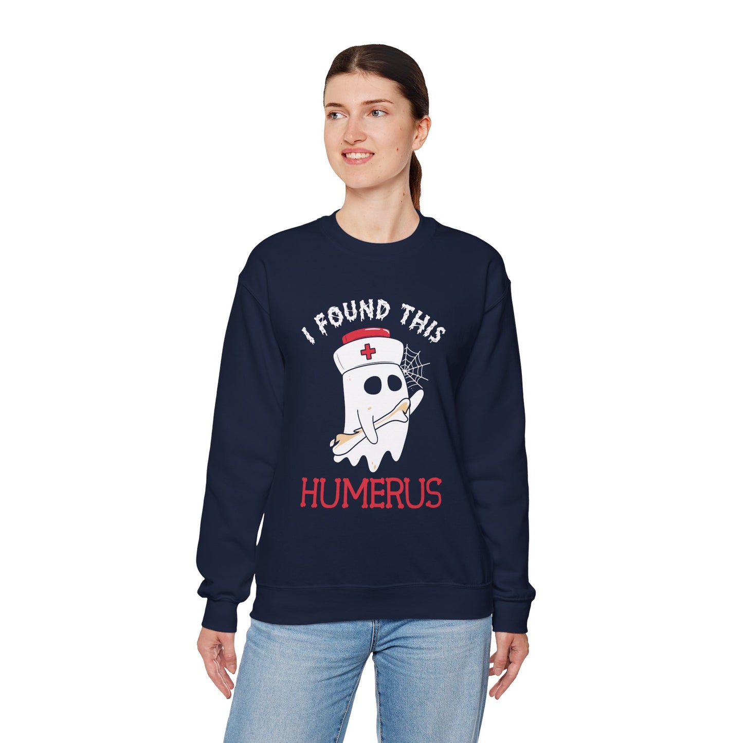 I Found This Humerus Unisex Heavy Blend Crewneck Sweatshirt