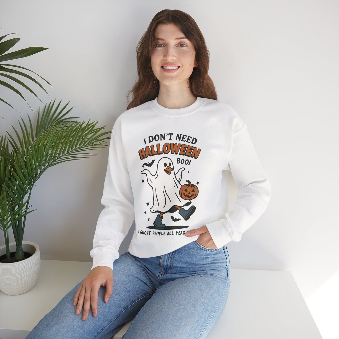 I Don’t Need Halloween I Ghost People All Year Round Unisex Heavy Blend Crewneck Sweatshirt