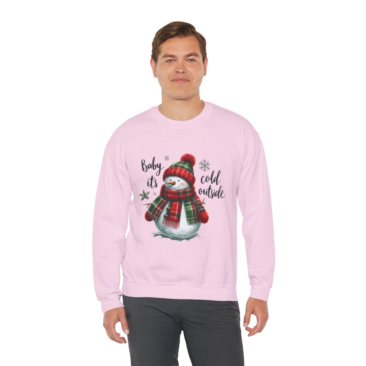 Baby It’s Cold Outside Christmas Unisex Heavy Blend Crewneck Sweatshirt – Cute Snowman Holiday Sweater