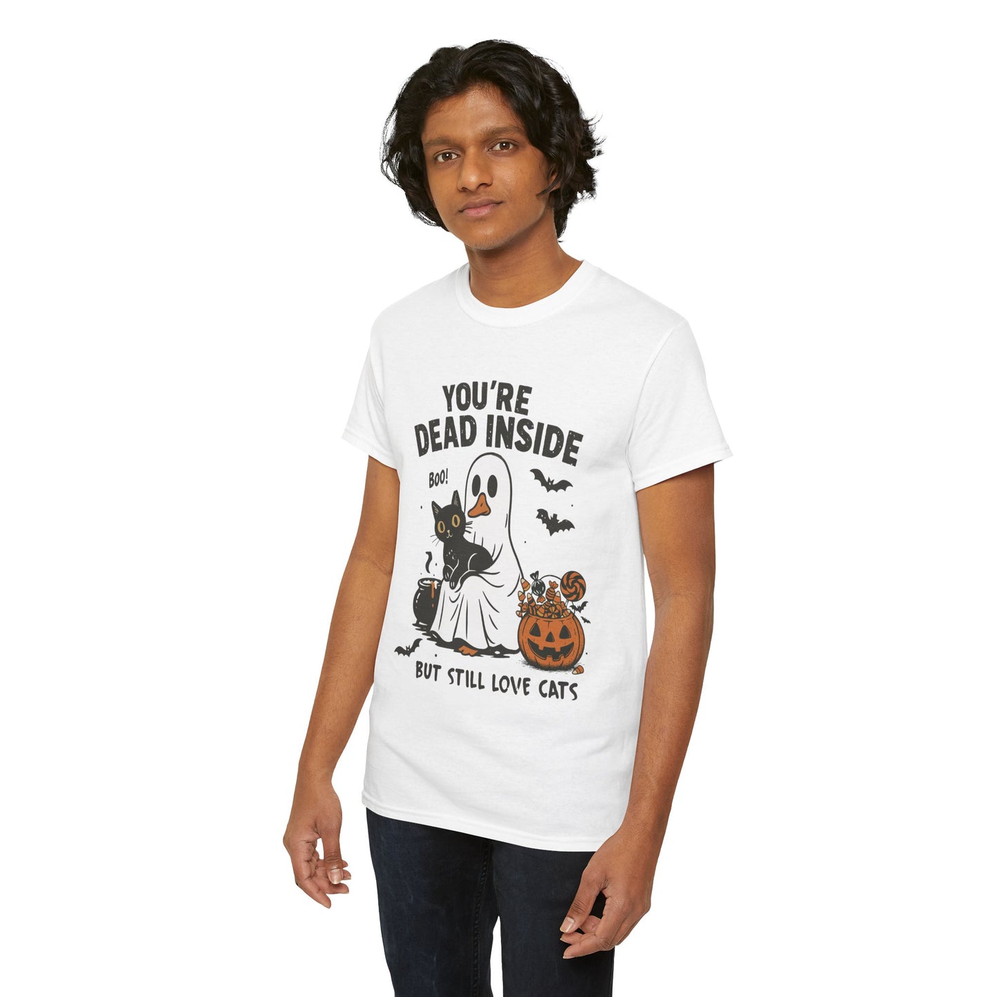 You're Dead Inside But Still Love Cats Unisex Heavy Cotton T-Shirt