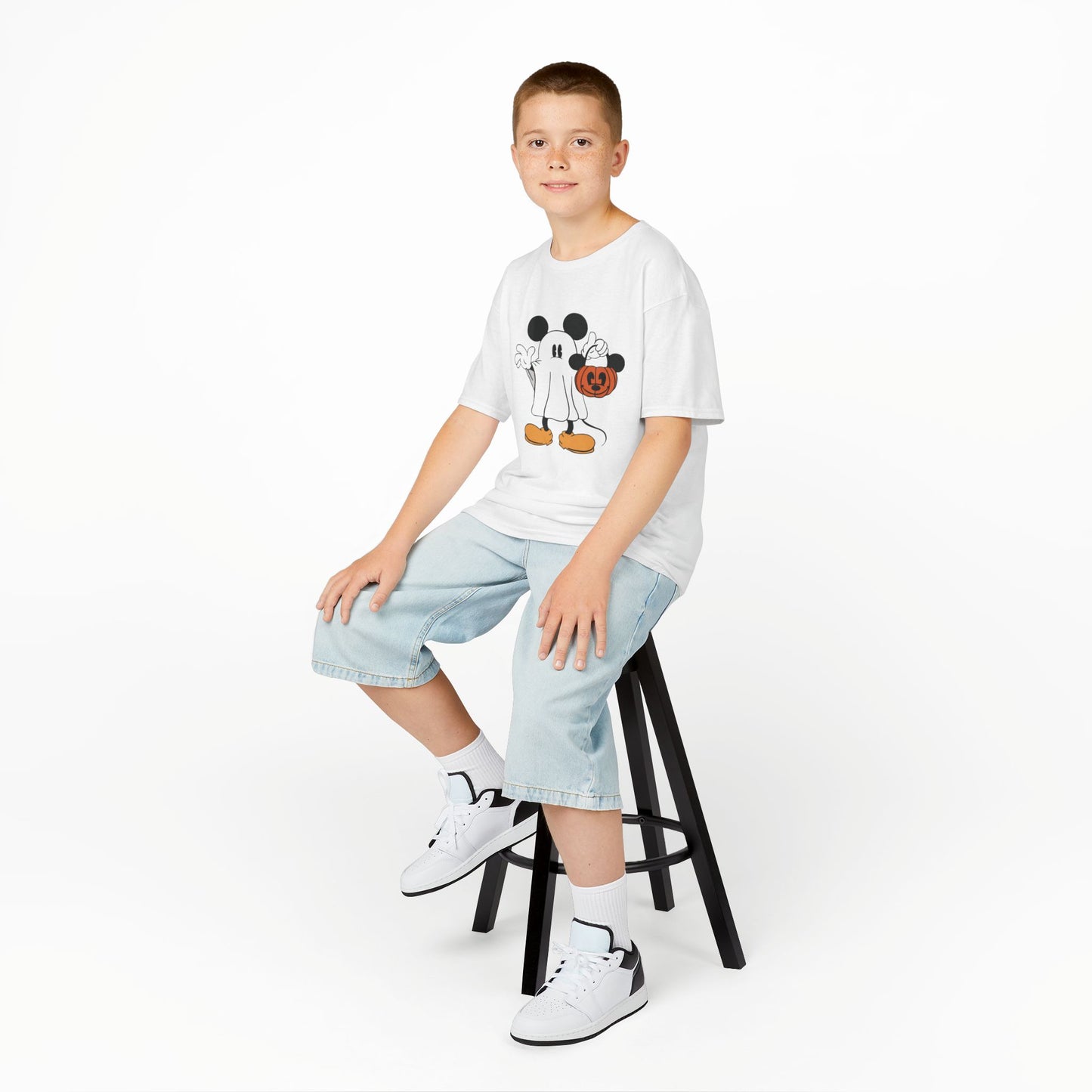 Mickey Ghost Kids Heavy Cotton T-Shirt