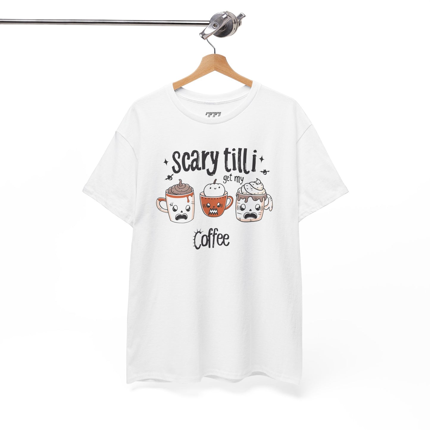 Scary Until I Get My Coffee Unisex Heavy Cotton T-Shirt