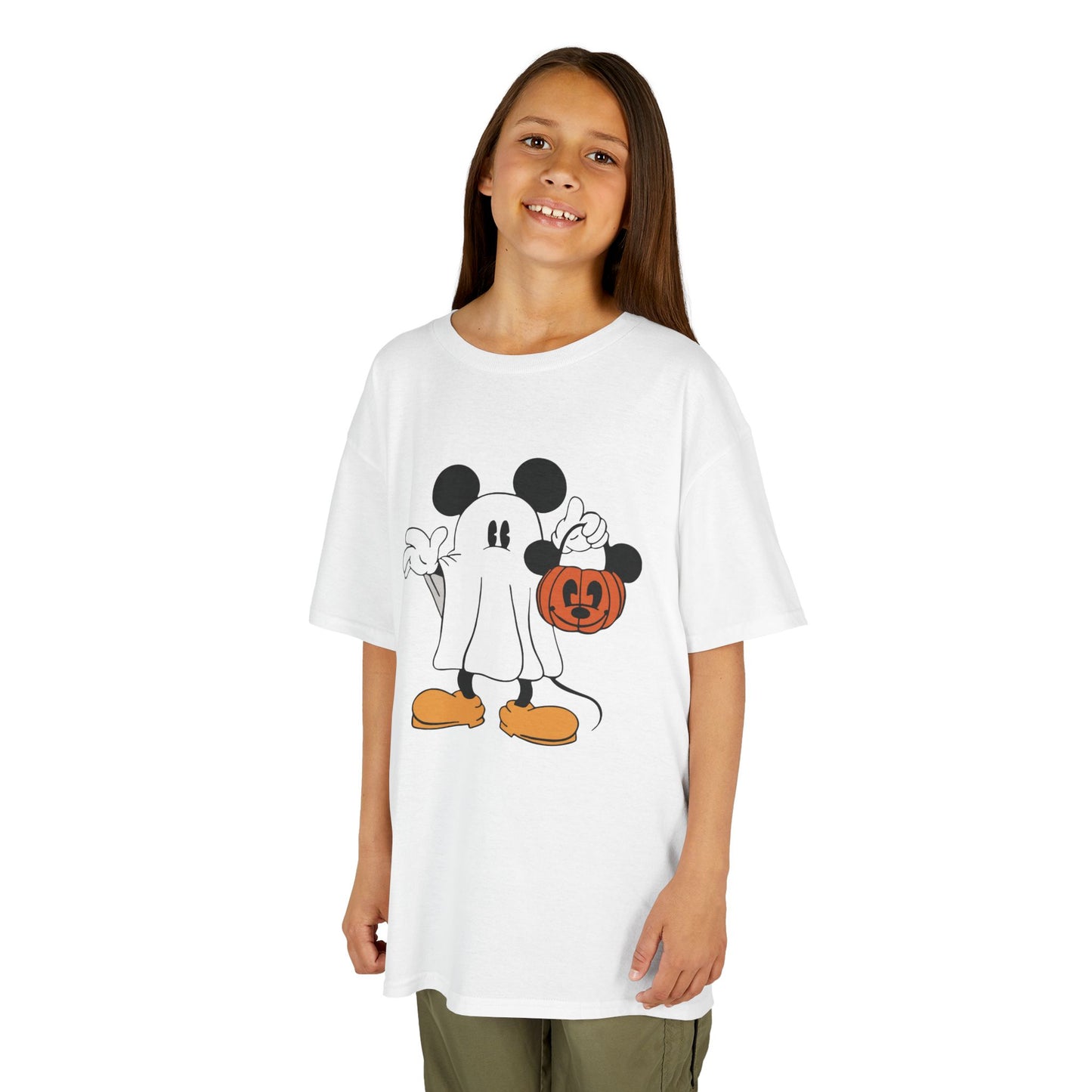 Mickey Ghost Kids Heavy Cotton T-Shirt
