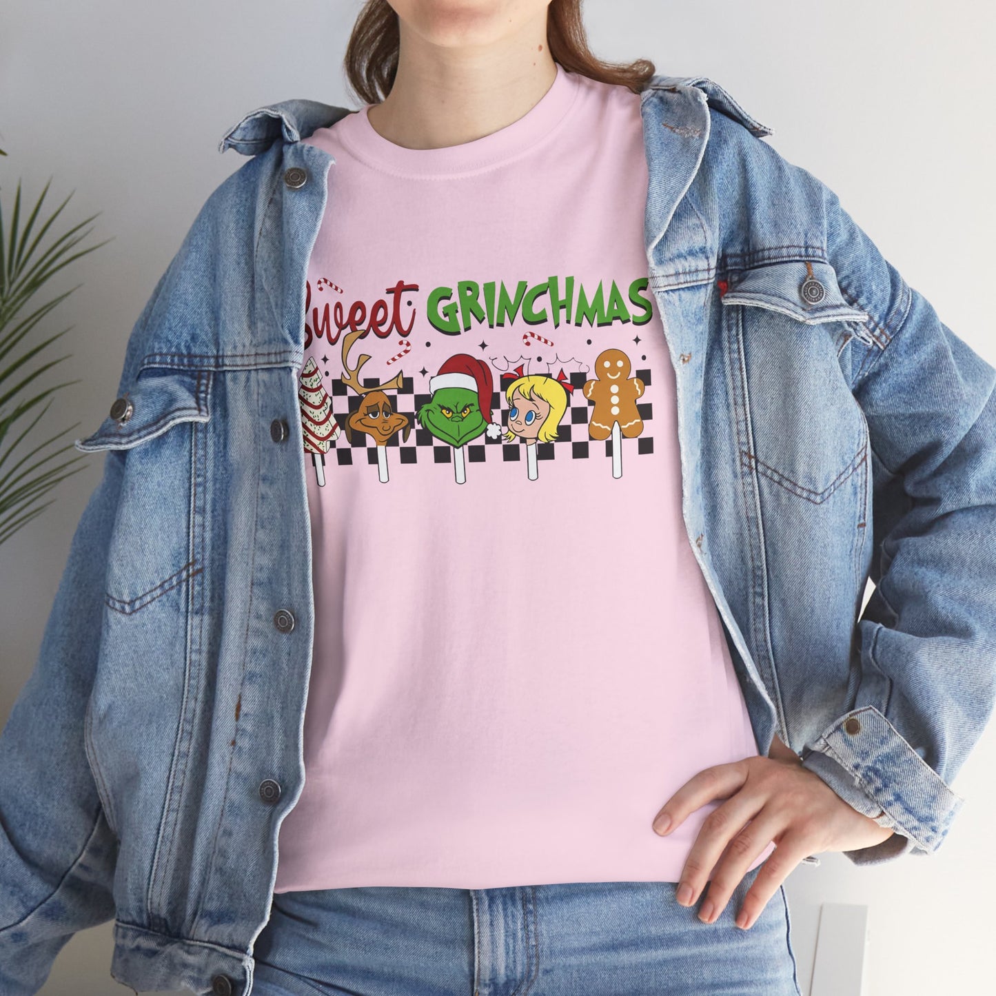 Sweet Grinchmas Candy Characters Funny Christmas Grinch-Inspired Holiday Tee – Festive Unisex Heavy Cotton T-Shirt