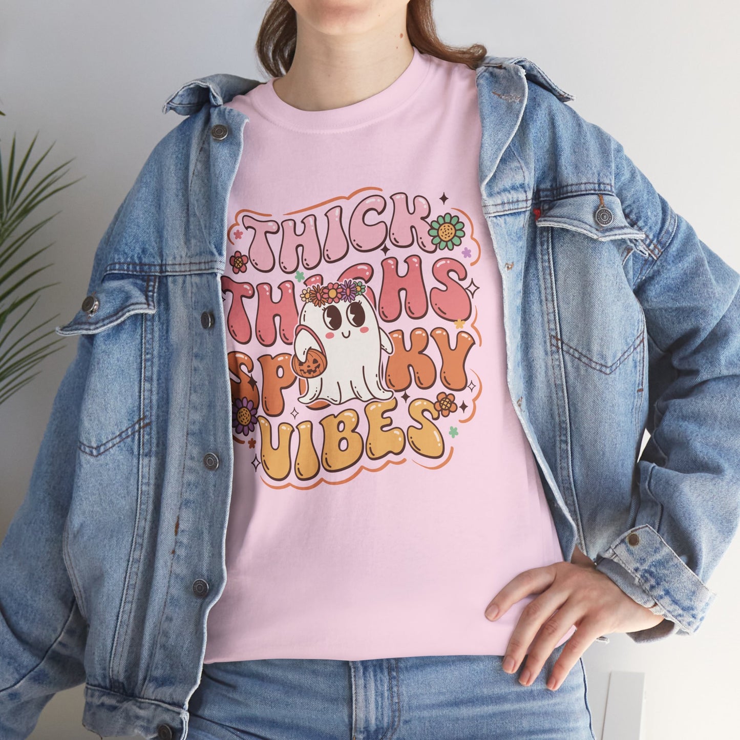Thick Thighs Spooky Vibes II Women's Heavy Cotton T-Shirt