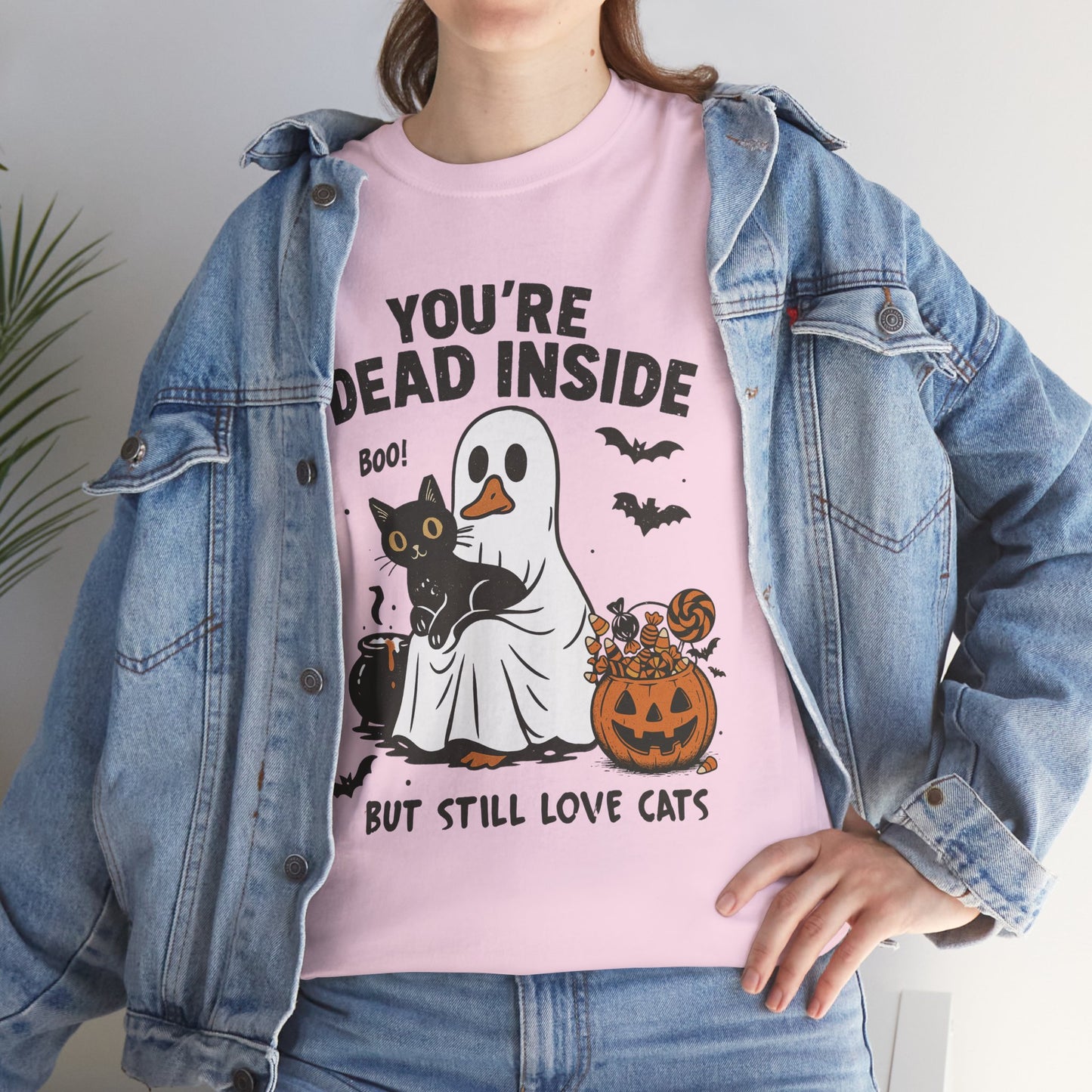 You're Dead Inside But Still Love Cats Unisex Heavy Cotton T-Shirt
