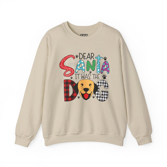 Dear Santa It Was The Dog Christmas Crewneck – Funny Holiday Dog Lover Sweatshirt (Unisex)