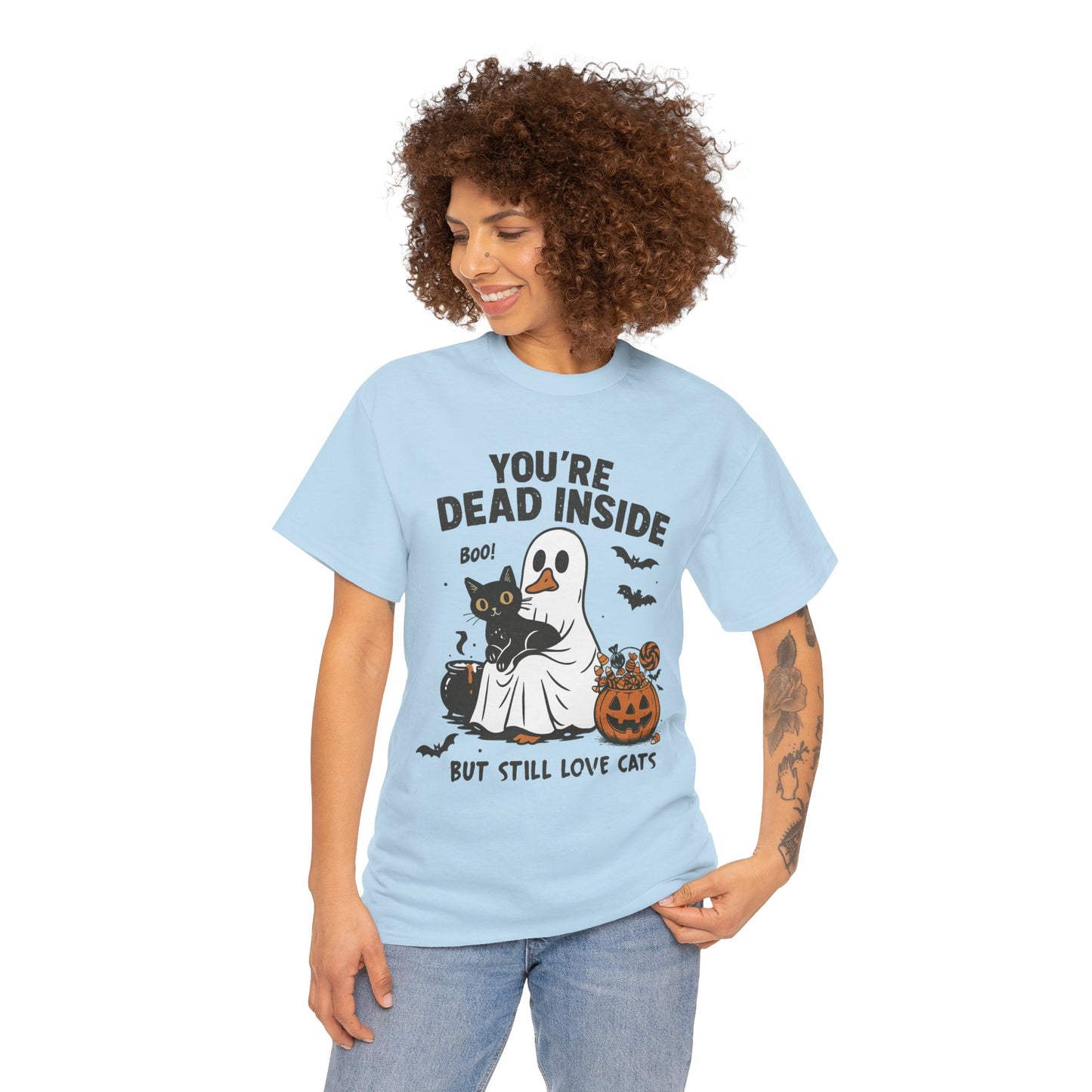 You're Dead Inside But Still Love Cats Unisex Heavy Cotton T-Shirt