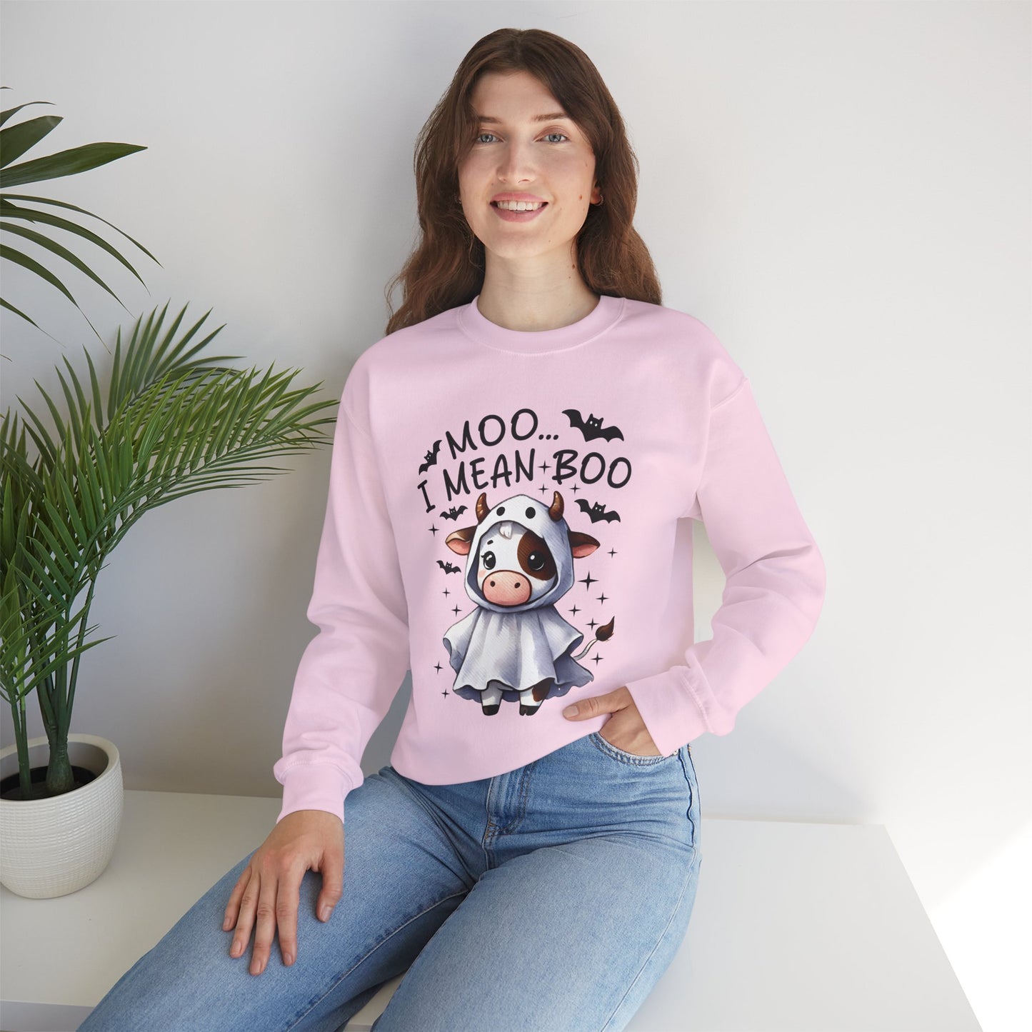 MOO...I Mean-BOO Unisex Heavy Blend Crewneck Sweatshirt