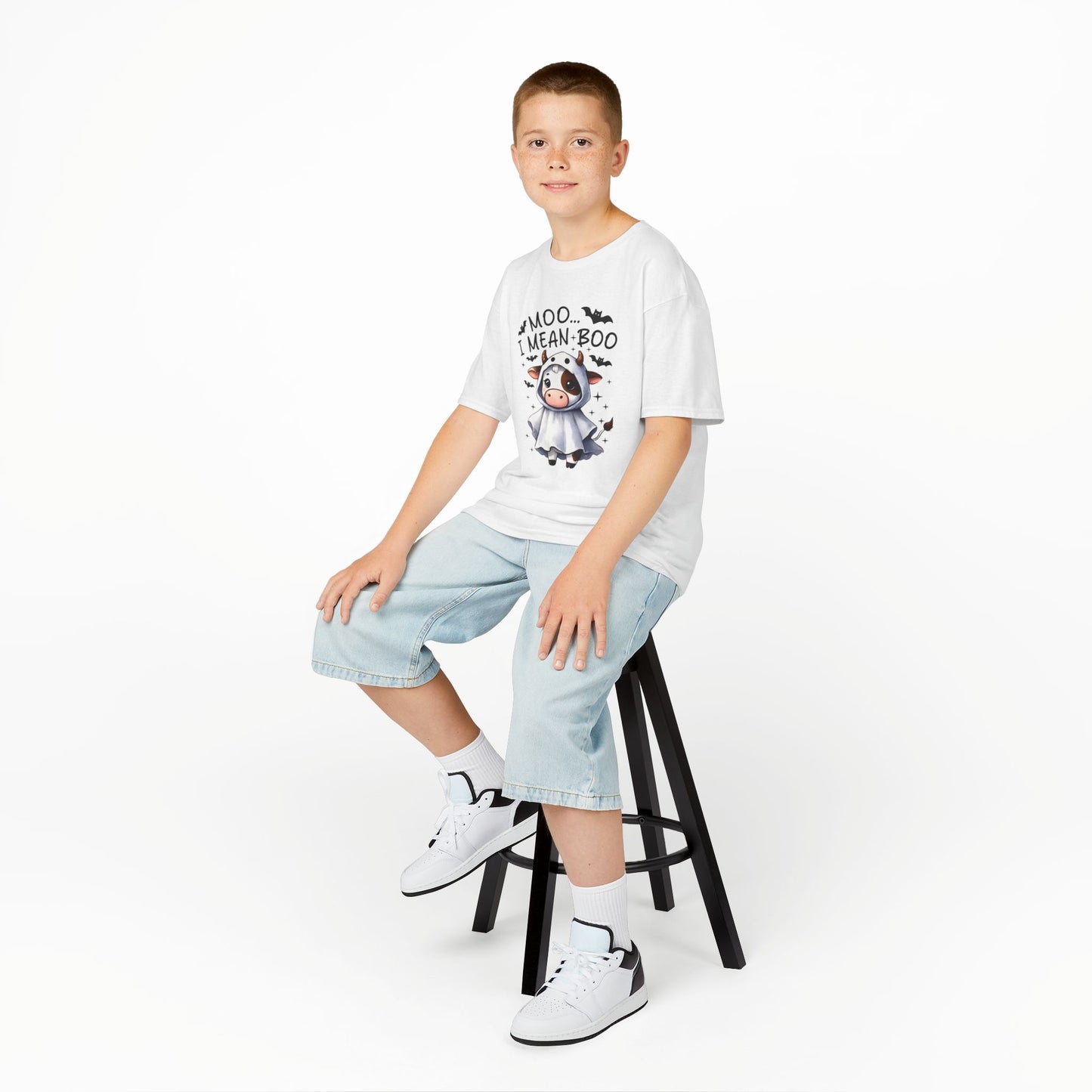 MOO...I Mean-BOO Kids Heavy Cotton T-Shirt